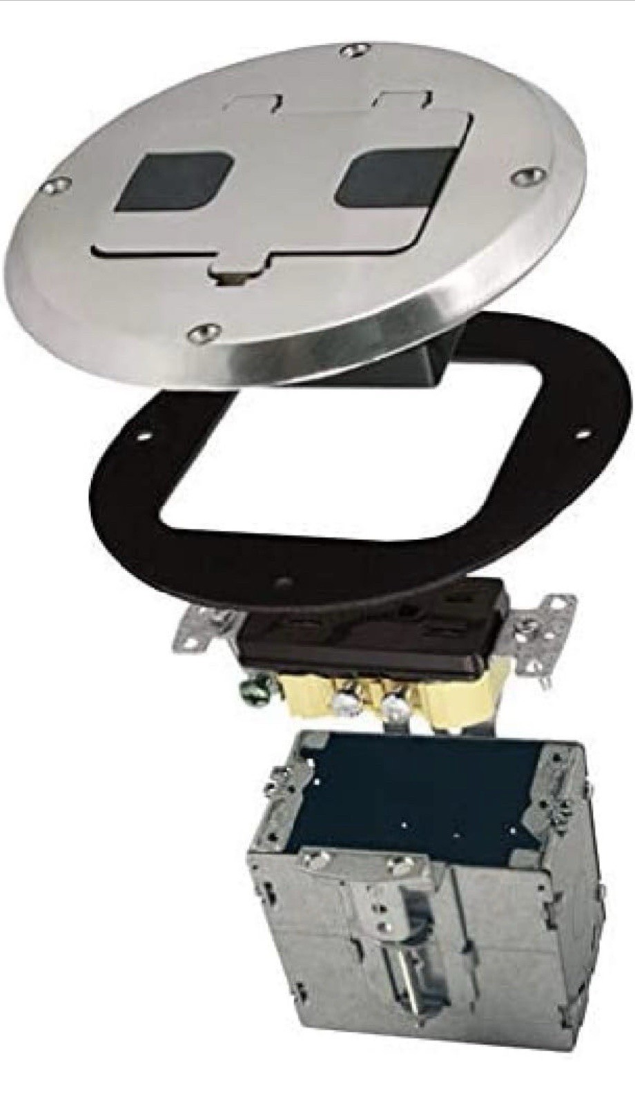 ✨Raco 6239NI Single Gang Floor Box Recessed Duplex 15A TR Device Satin Nickel