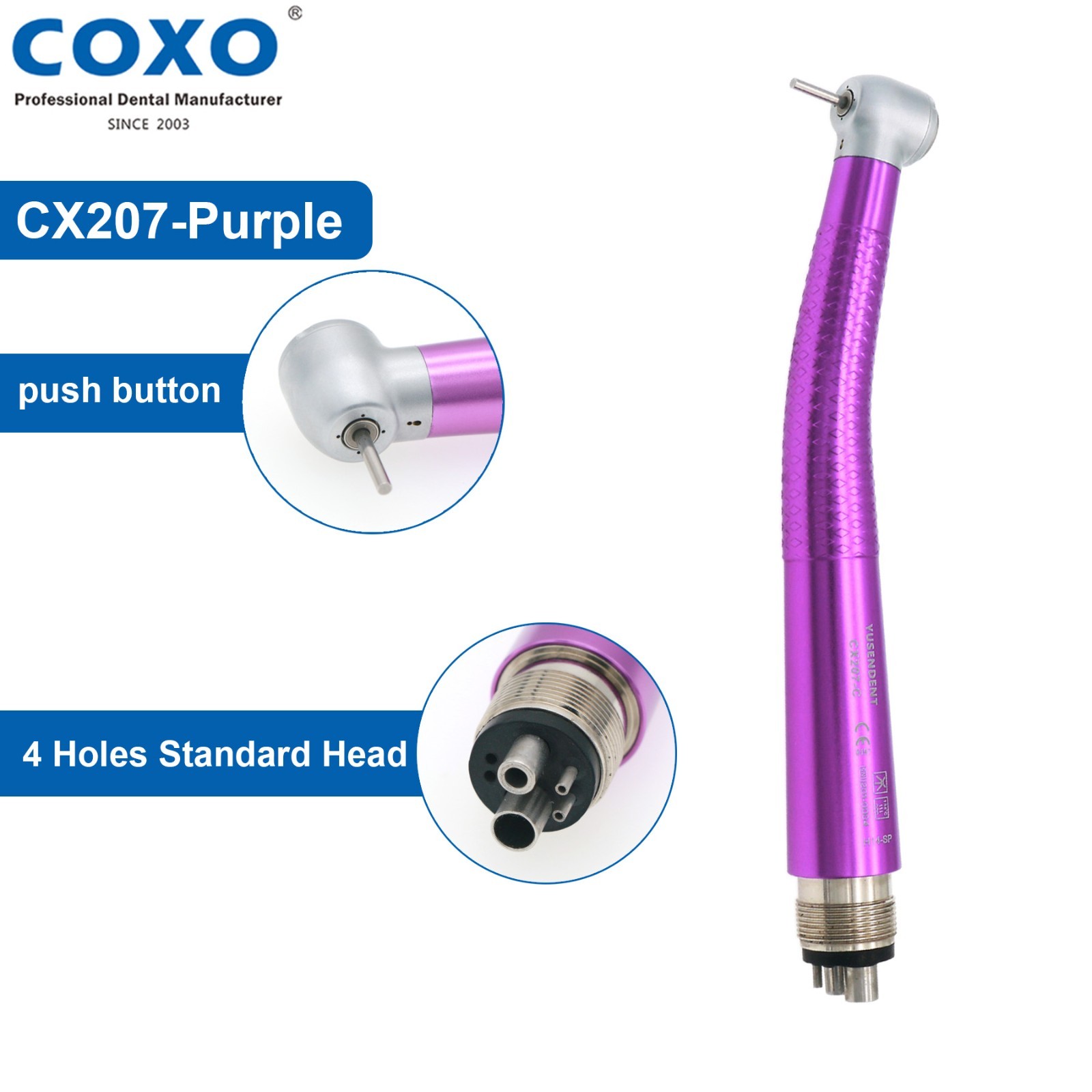 US COXO CX207-C High Speed Air Turbine Handpiece 4 Hole Colorful Anti-retraction