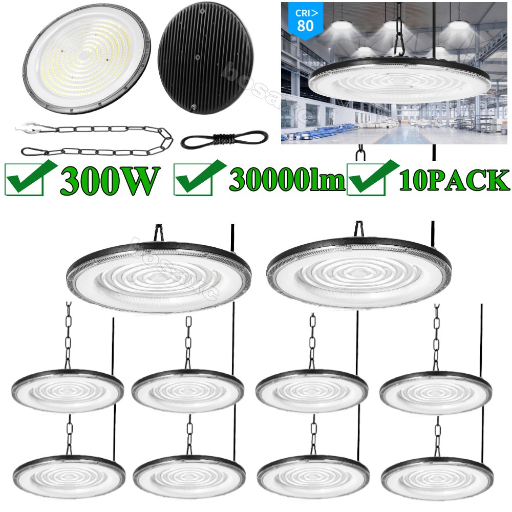 10 Pack 300W Led UFO High Bay Light 300 Watts Commercial Factory Warehouse Light