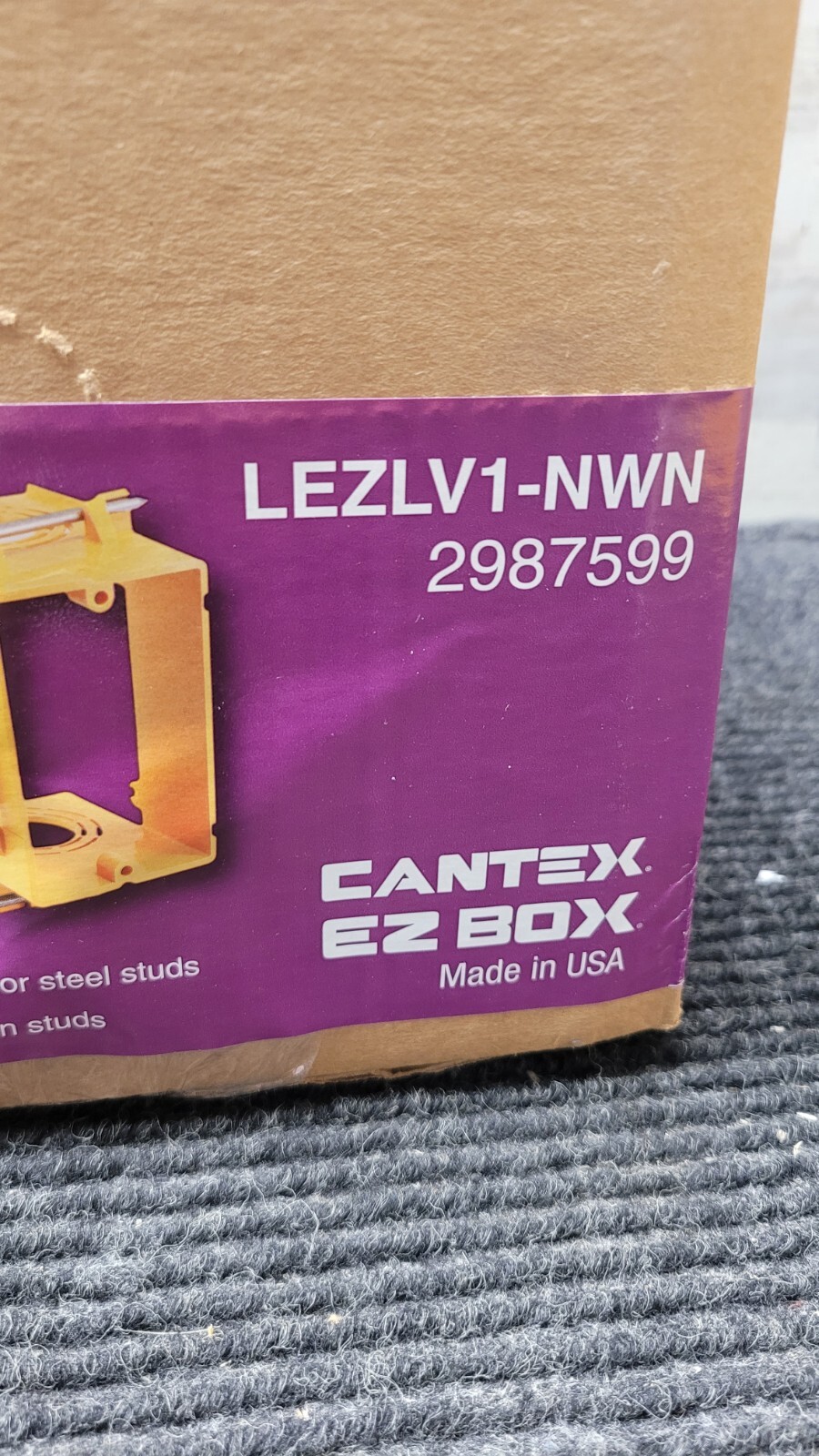 Box of 12 EZLV1-NWN, 1-Gang Orange Plastic New Work Interior Wall Electrical Box