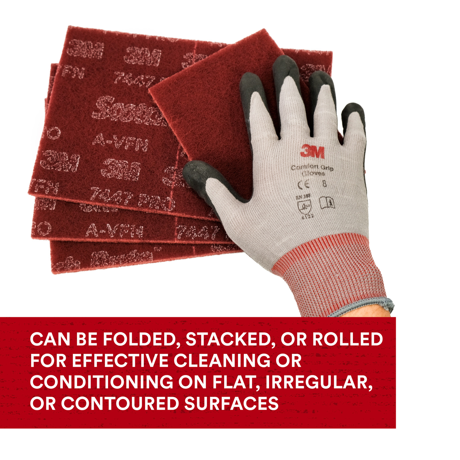 Scotch-Brite 7447B Pro Hand Pad [Very Fine]: 6 in. x 9 in. (Red) *5-pack