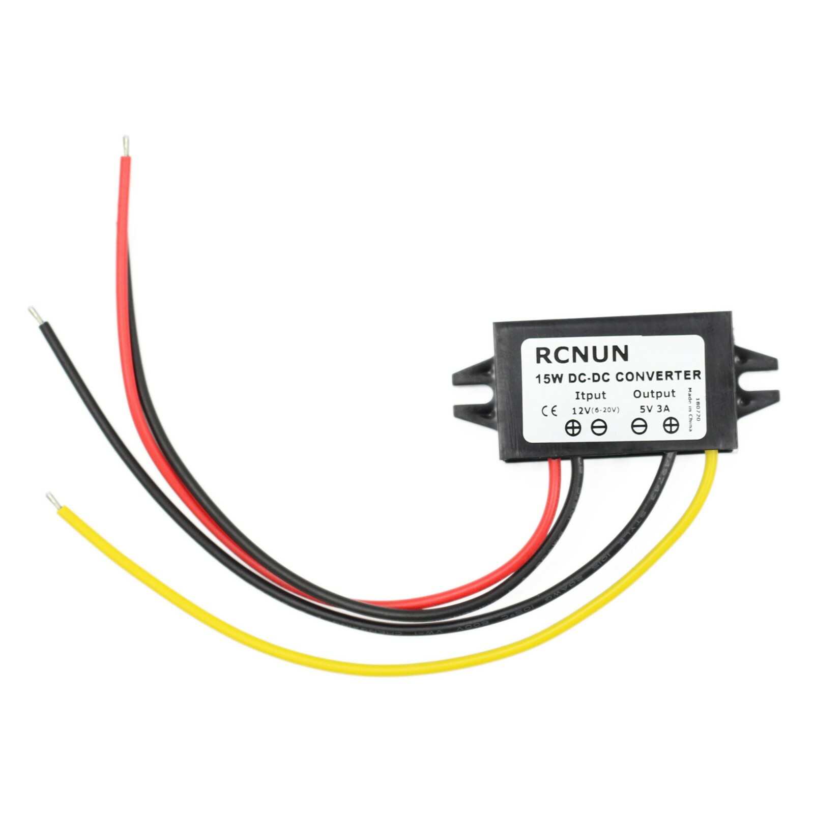 Waterproof DC-DC Converter 12V Step Down to 5V Power Supply Module 3A 15W Black