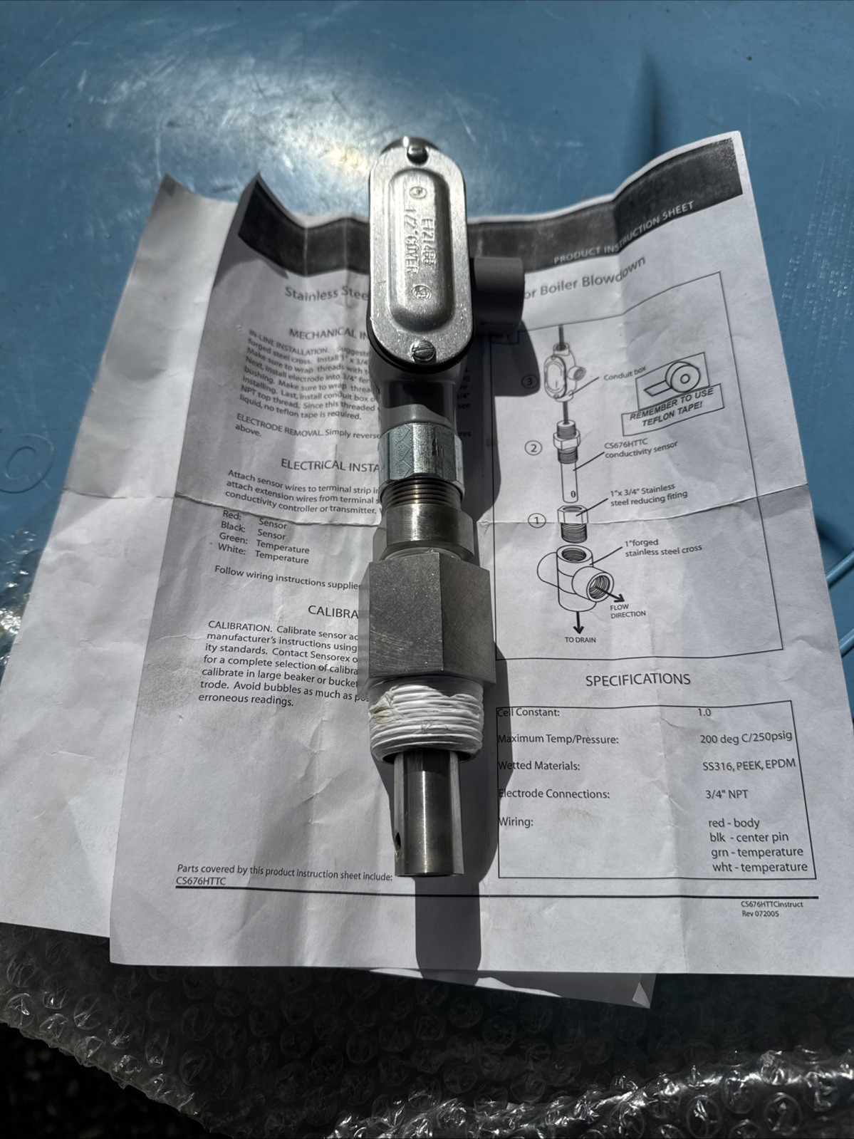 Sensorex Cs676httc -k=0.1/p1k Cs676 Conductivity Sensor