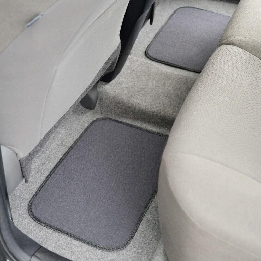 4pc Carpet Car Floor Mats Heavy Duty Heel Pad Med Gray 11.5×16.5 Rear MT-100