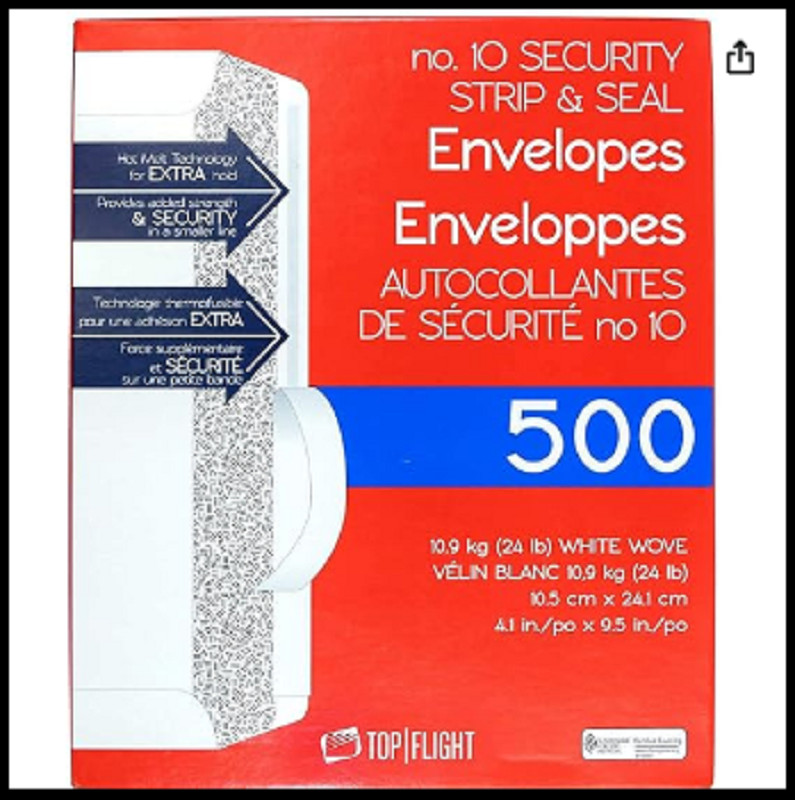 Security Letter White Business Envelopes Self Stick Bulk 500 Peel Seal Tinted