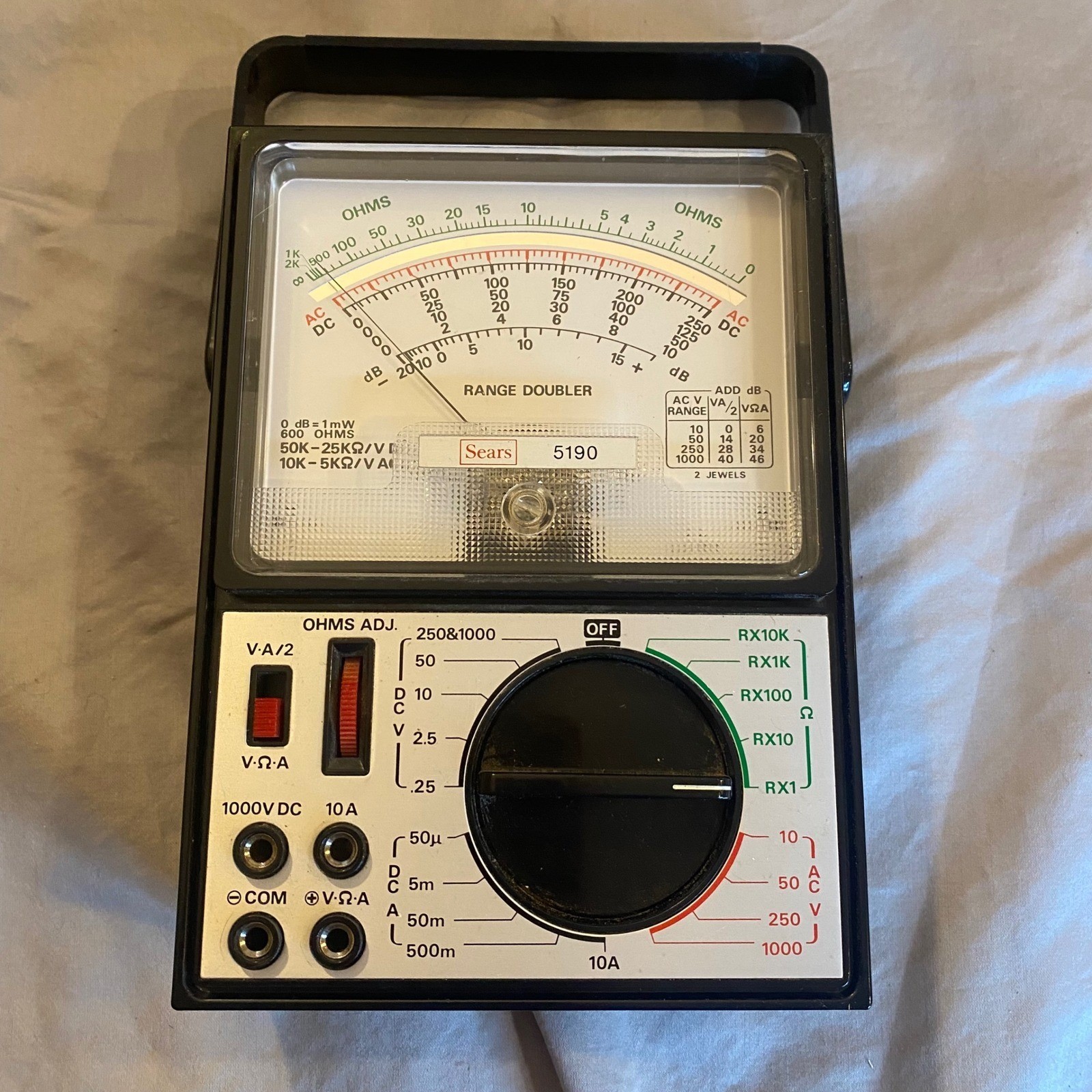 Sears 5190 Portable 43 Range VOM Multitester 50000 Ohms Volt DC Vintage Tested