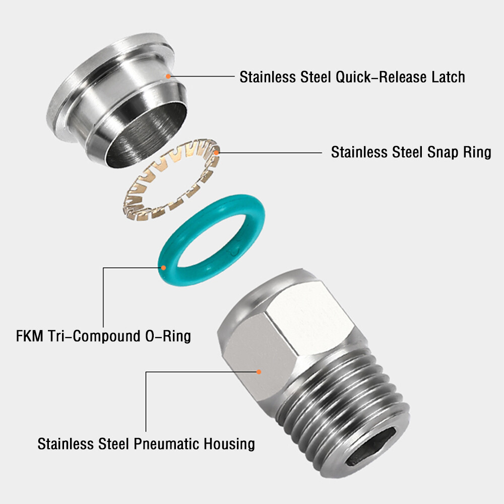 A2 Stainless Steel Pneumatic Push in Connectors Air Water Pipe All Type Fittings