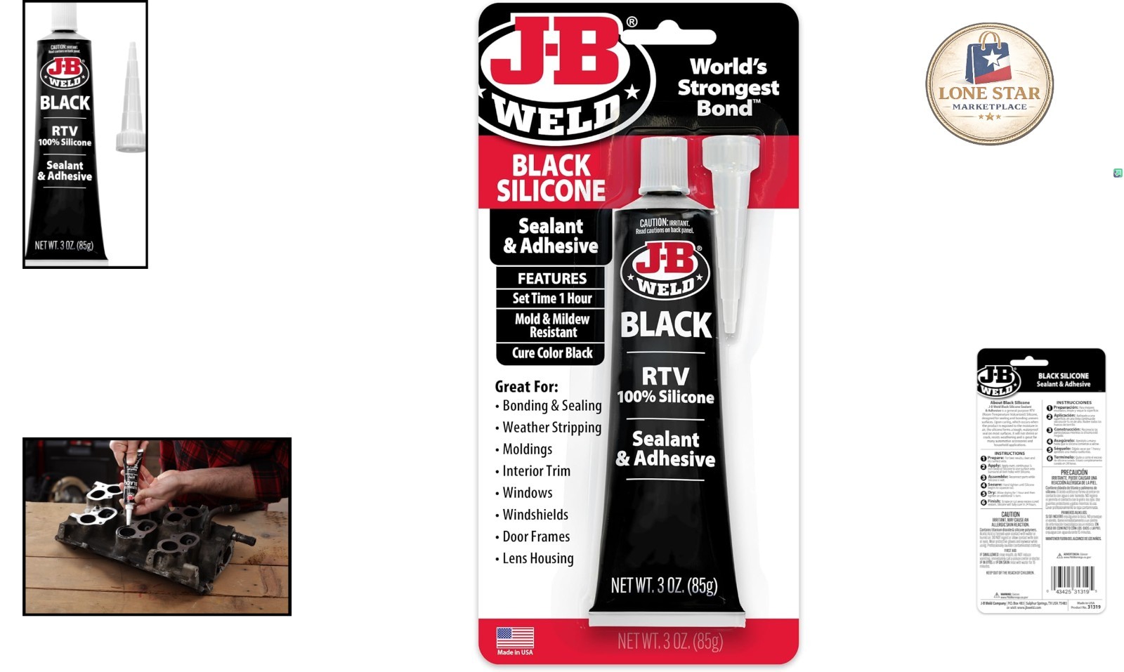 Black RTV Silicone Sealant & Adhesive – 3 oz Waterproof, Crack Resistant