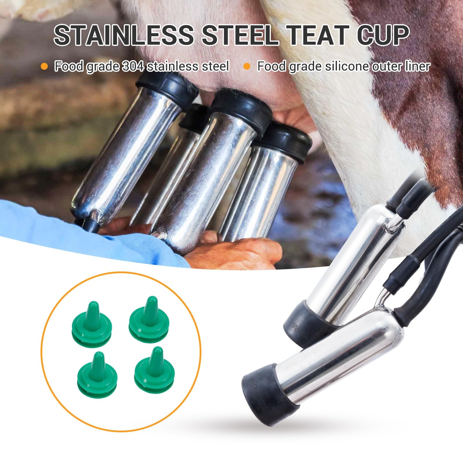 25L Electric Cow Milking Machine Milking Equipment 304 Stainless Steel Bucket US