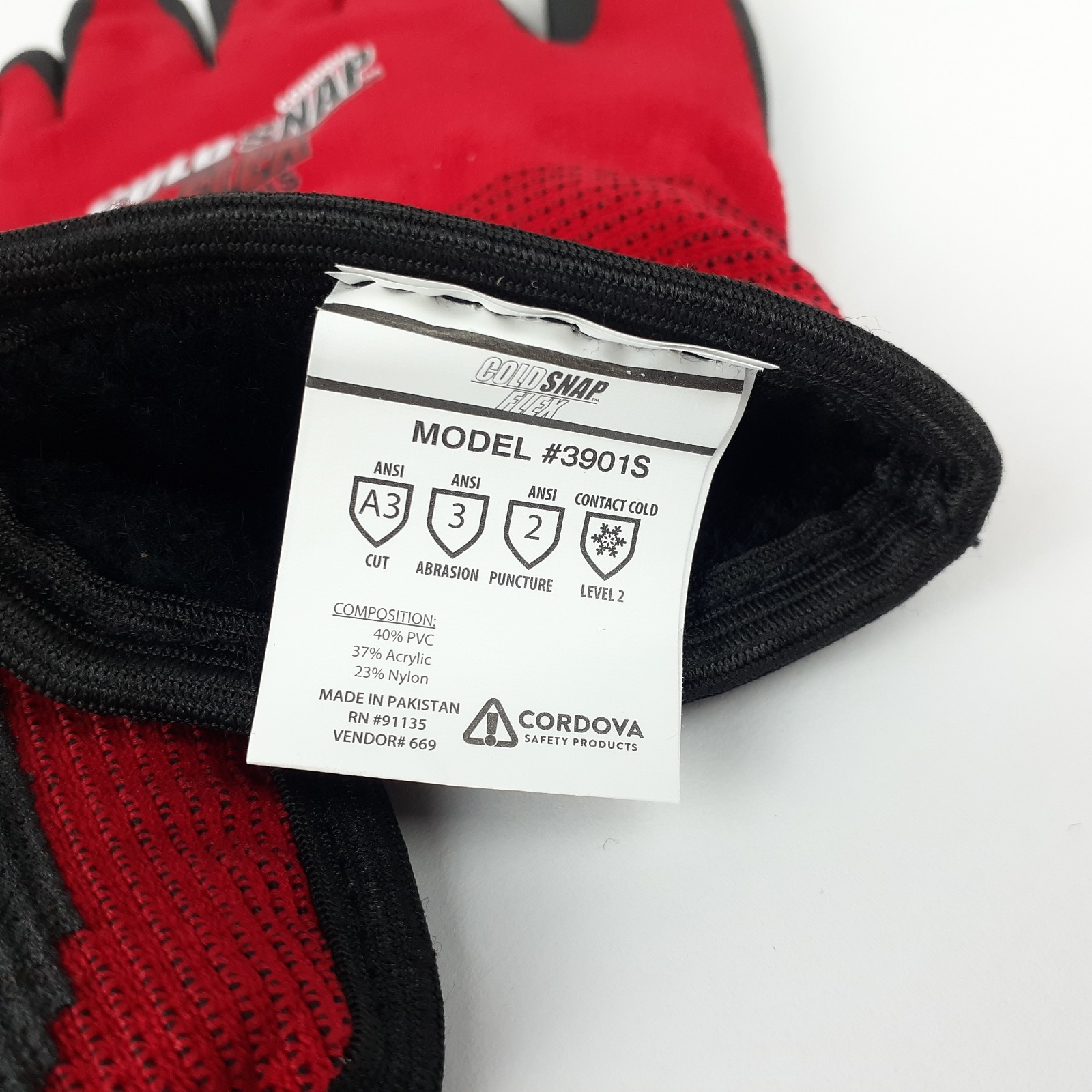 Cordova Cold Snap Flex Thermal Gloves Red Sz S 3901S Foam PVC Coating 2 Pairs