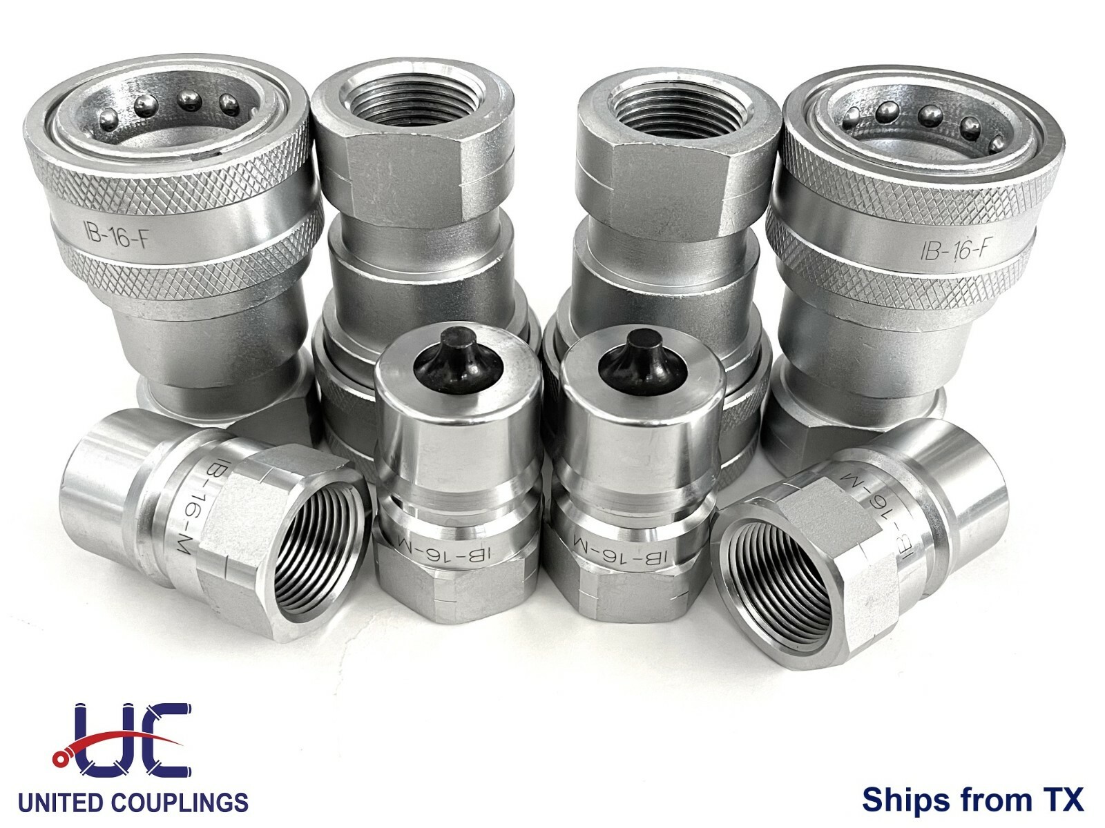 1″ NPT ISO 7241-1 Series “B” Quick Disconnect Hydraulic Couplings, Set of 4