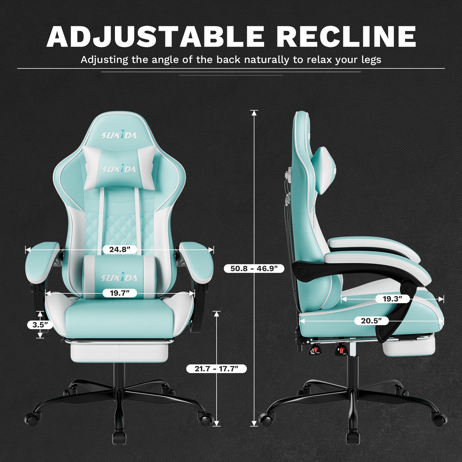 Gaming Chair PVC Leather Featuring High-Back Massage Function and Footrest