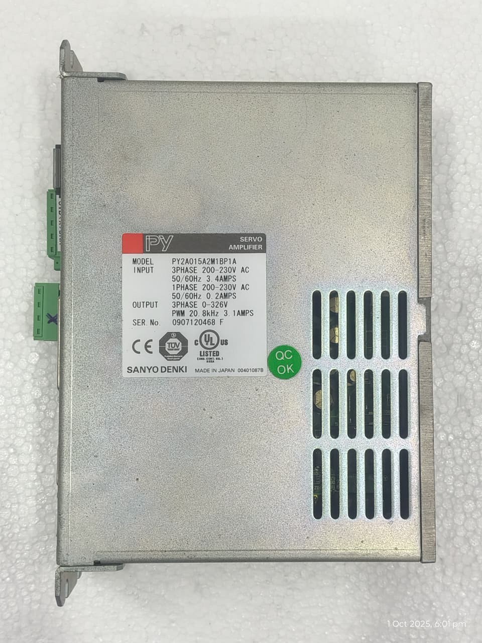 used Sanyo Denki PY2A015A2M1BP1A servo driver Read