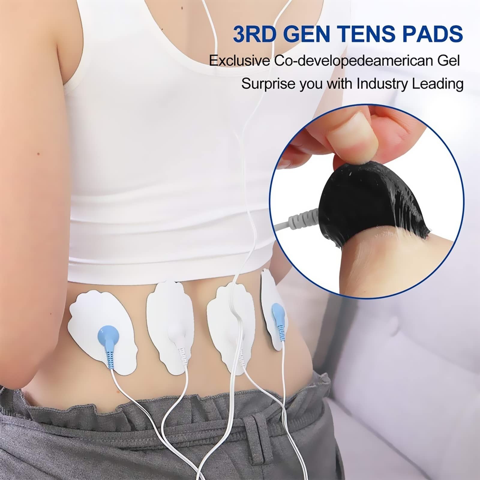 NURSAL TENS/EMS Unit Replacement Pads 20 Pack 3.5mm Snap Electrodes
