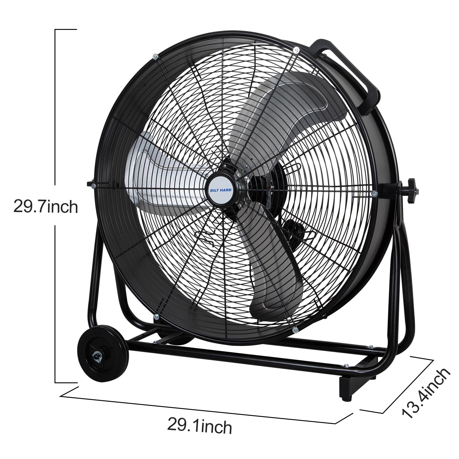 BILT HARD 24″ 8100 CFM High Velocity Industrial Drum Fan, 24 Inch, Black