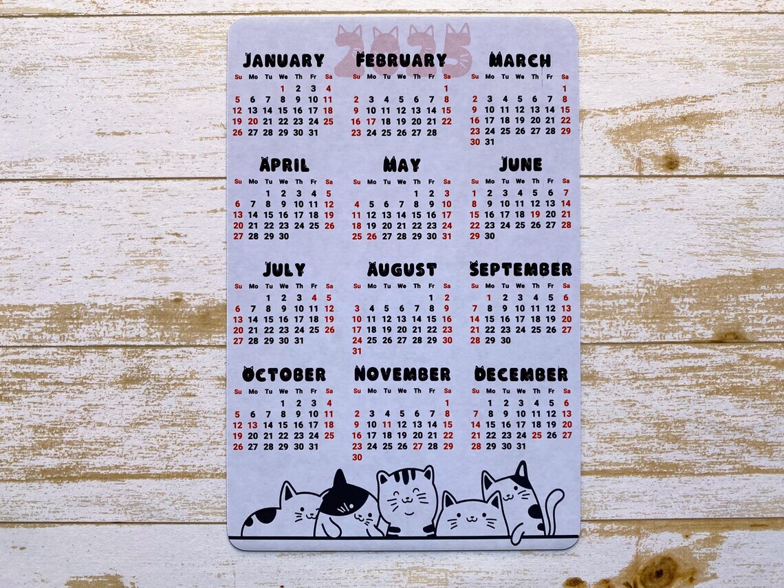 Cat Lover Calendar Magnet 4″ x 6″ | Start On Any Month | Magnetic Calendar