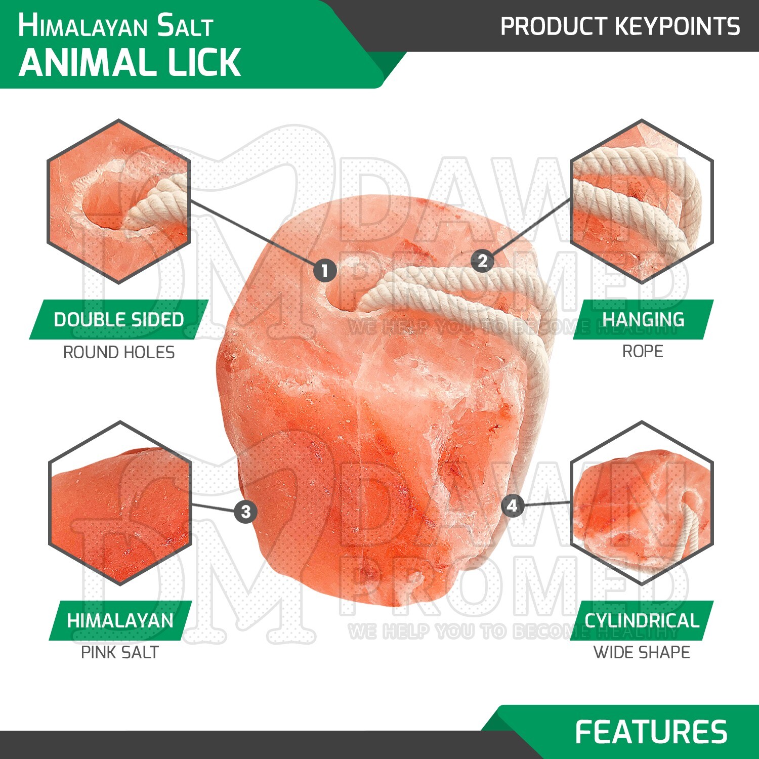 8 Pcs Himalayan Nature 100% Natural Salt Lick Block for Animal Wellness 6.5-8 Lb