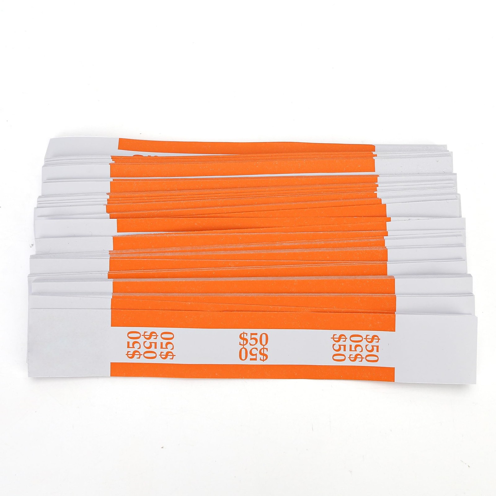 Self-Sealing Currency Straps – Pack of 100 Orange Bands for $50 Bills -…