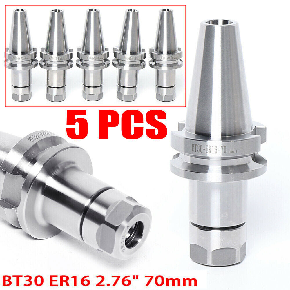 BT30 ER16 2.76″ 70mm 5PCS KIT Collet Chuck Tool Holder Balance 12000RPM BT30 5PC