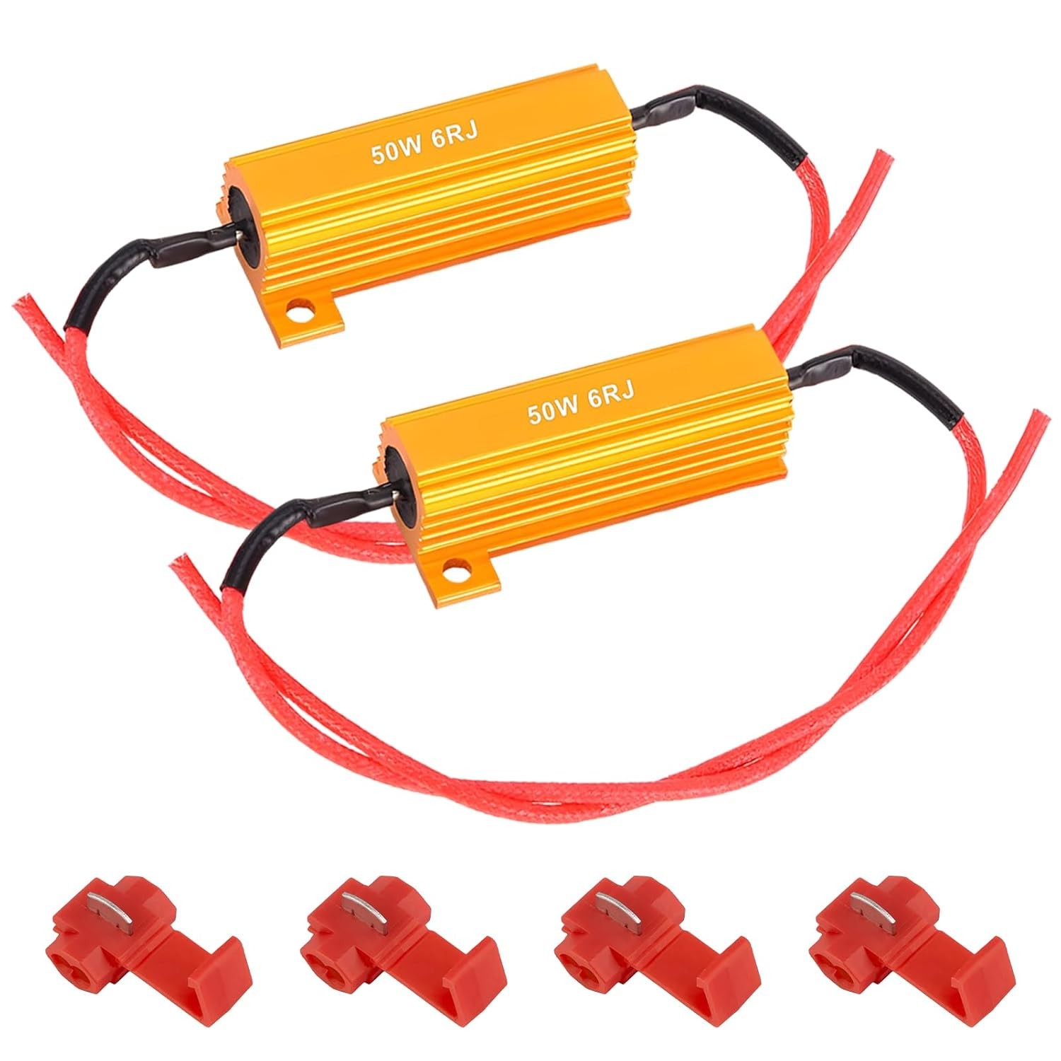 50W 6ohm LED Aluminum Load Resistors 2PCS Turn Signal Flasher Adaptor Resistor