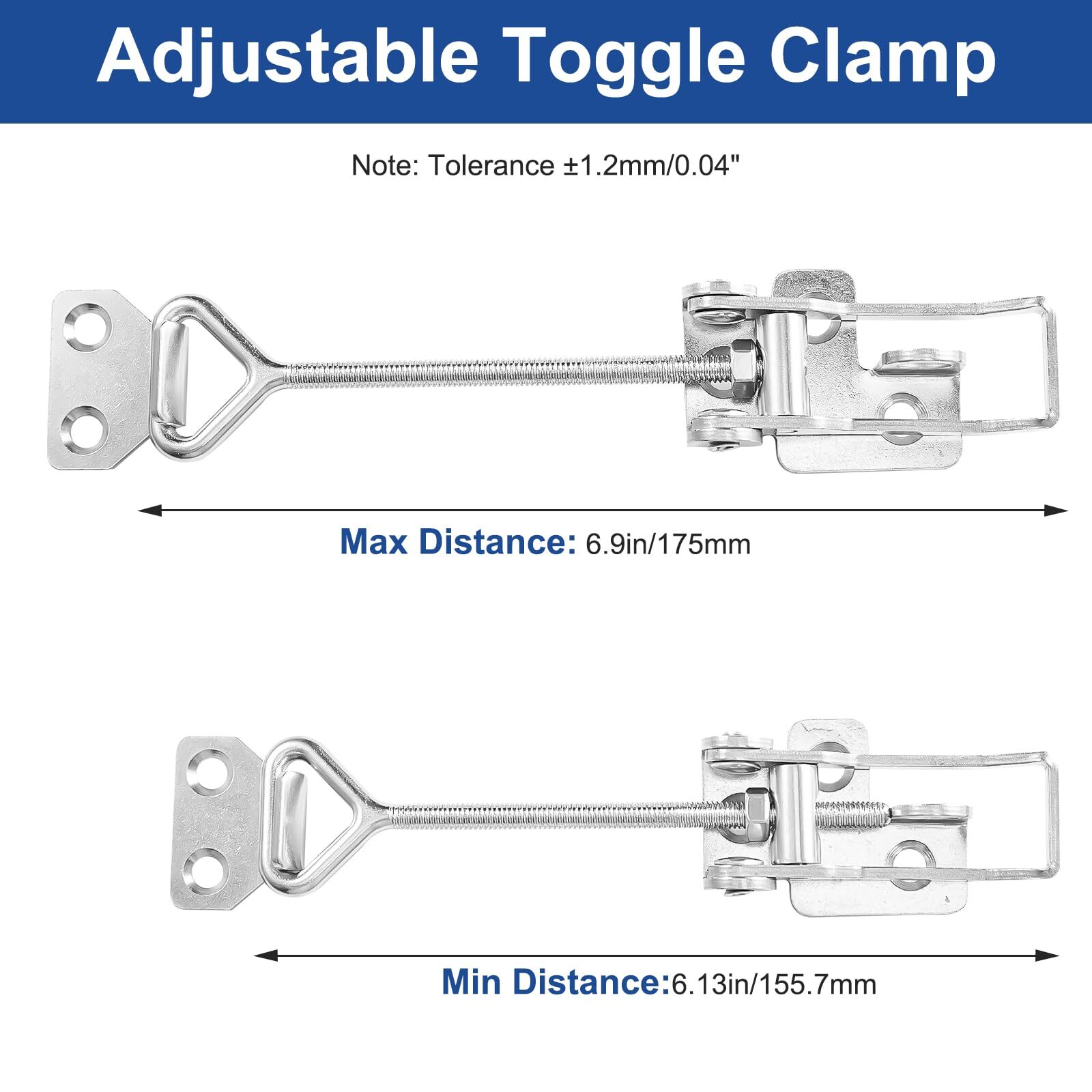 Industrial Strength Toggle Clamp Set 304 SS Locking Hasp 160-170mm/6.3-6.7 In…