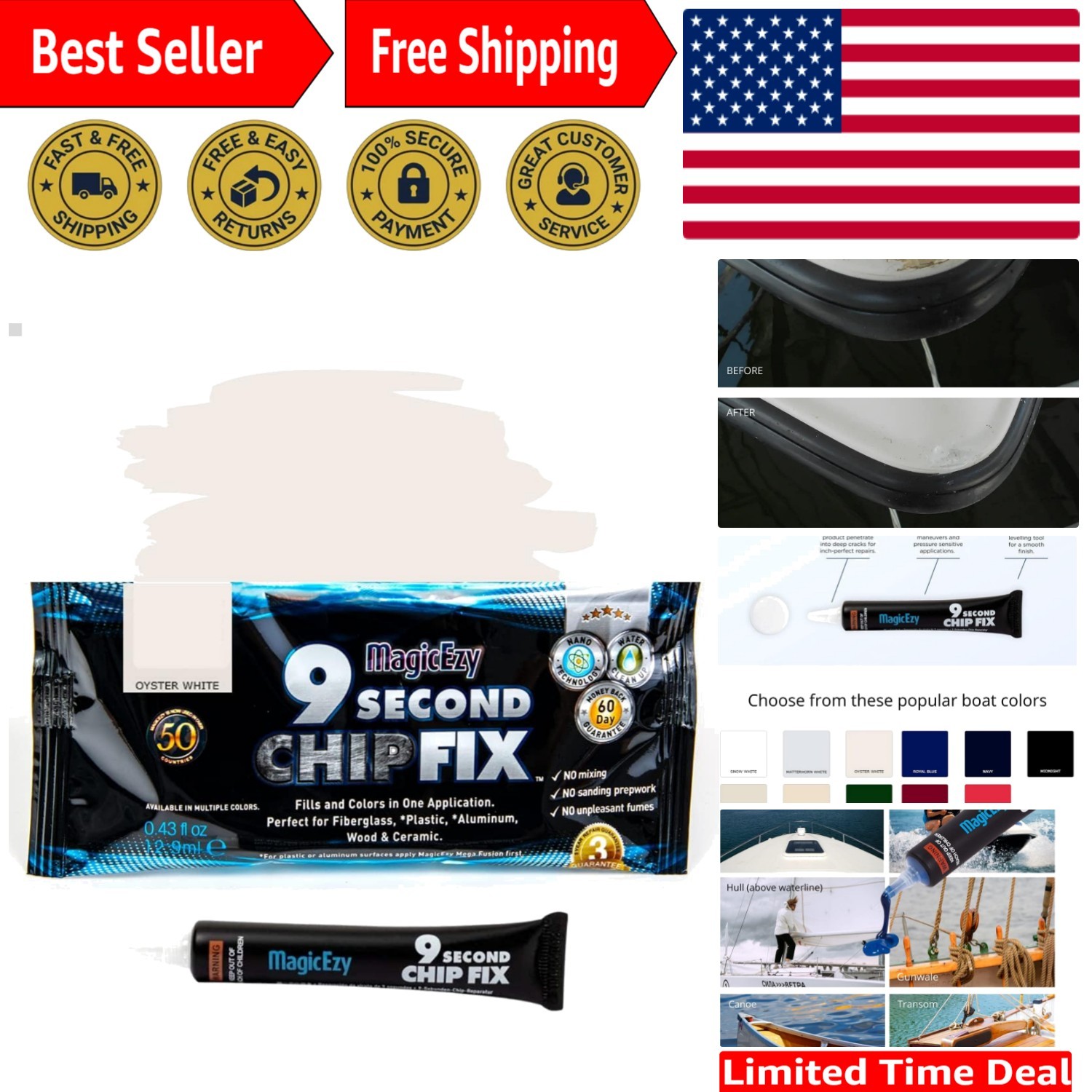 Instant Fiberglass Repair with Oyster White Marine Epoxy – No Sanding Required