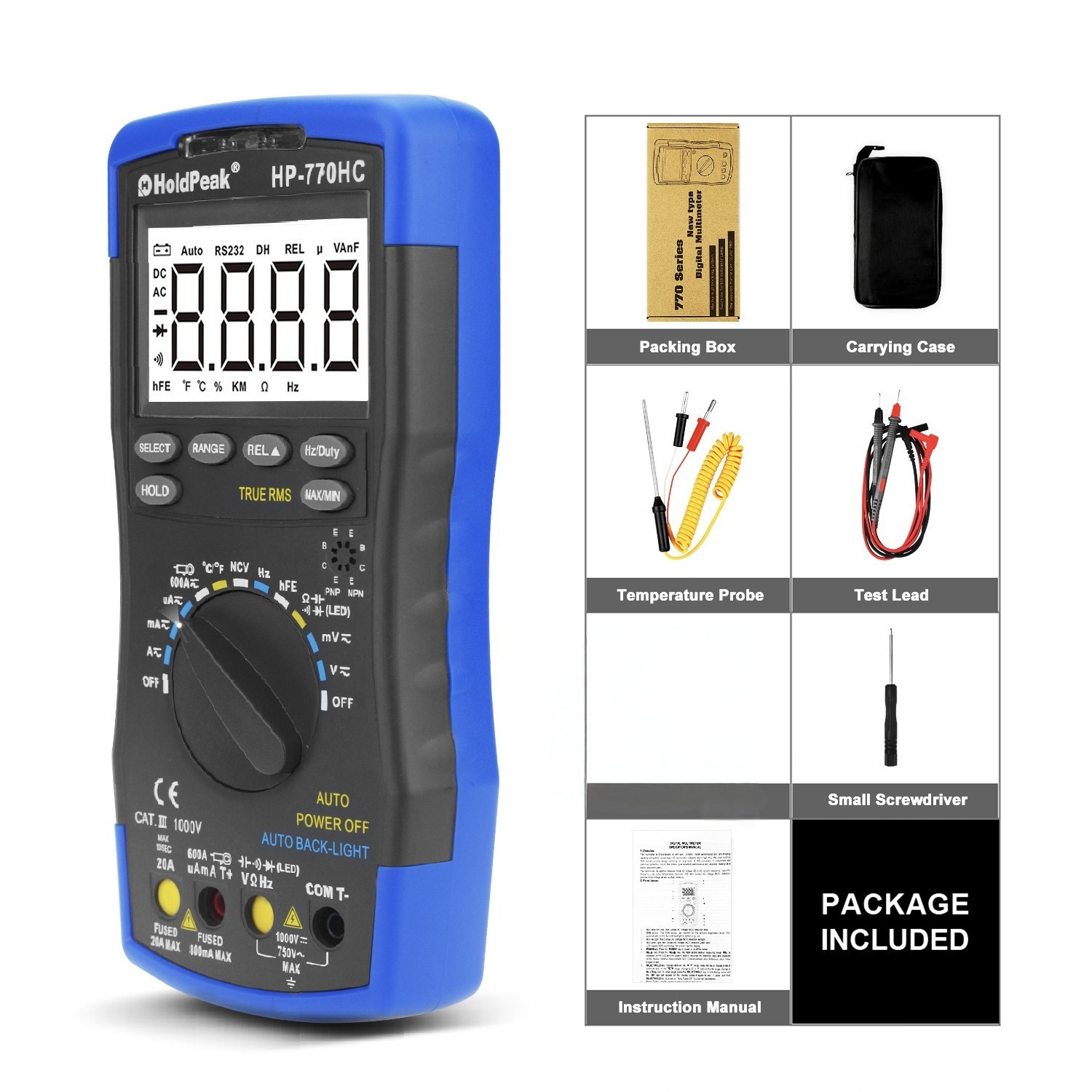 Digital Multimeter True RMS NCV Auto Range Fehlbedienungssperre 6000 Counts