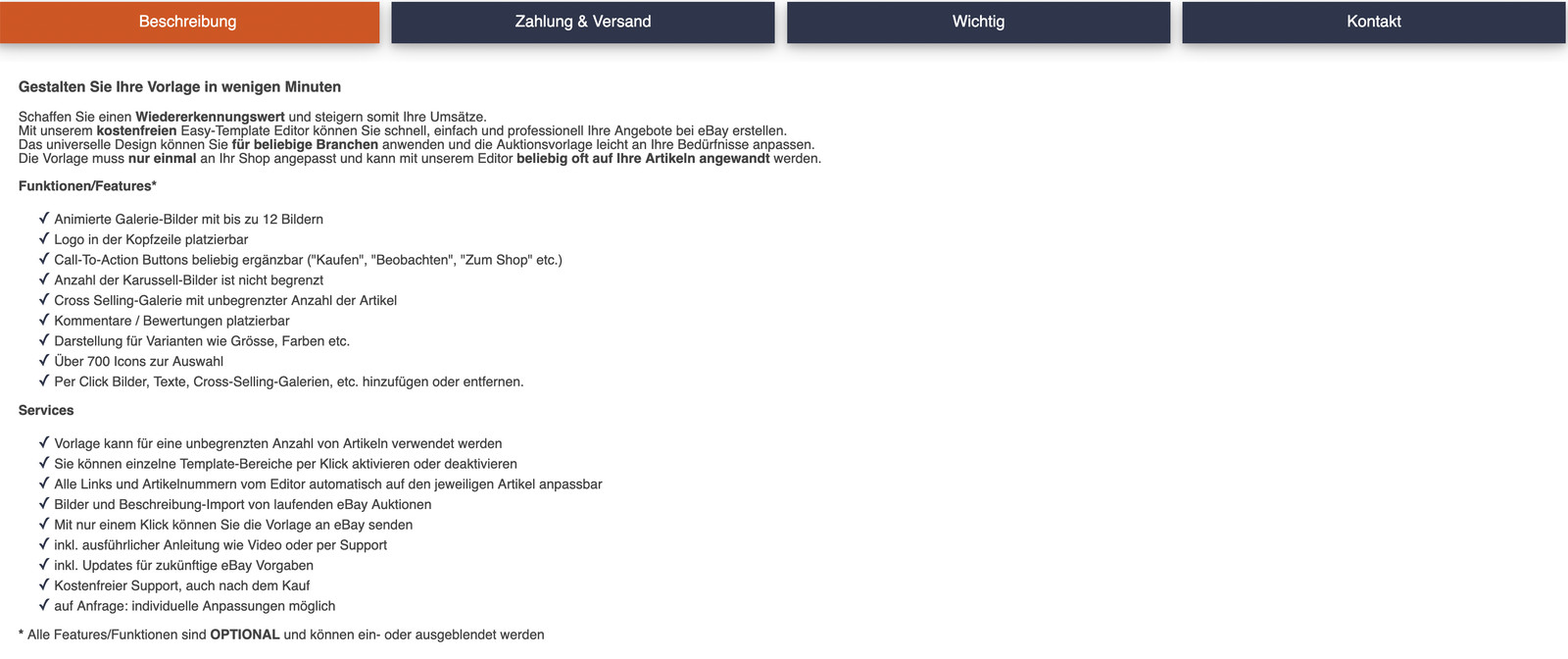 eBayvorlage 2024 Easy Template Design Vorlage Plus shadow free Editor