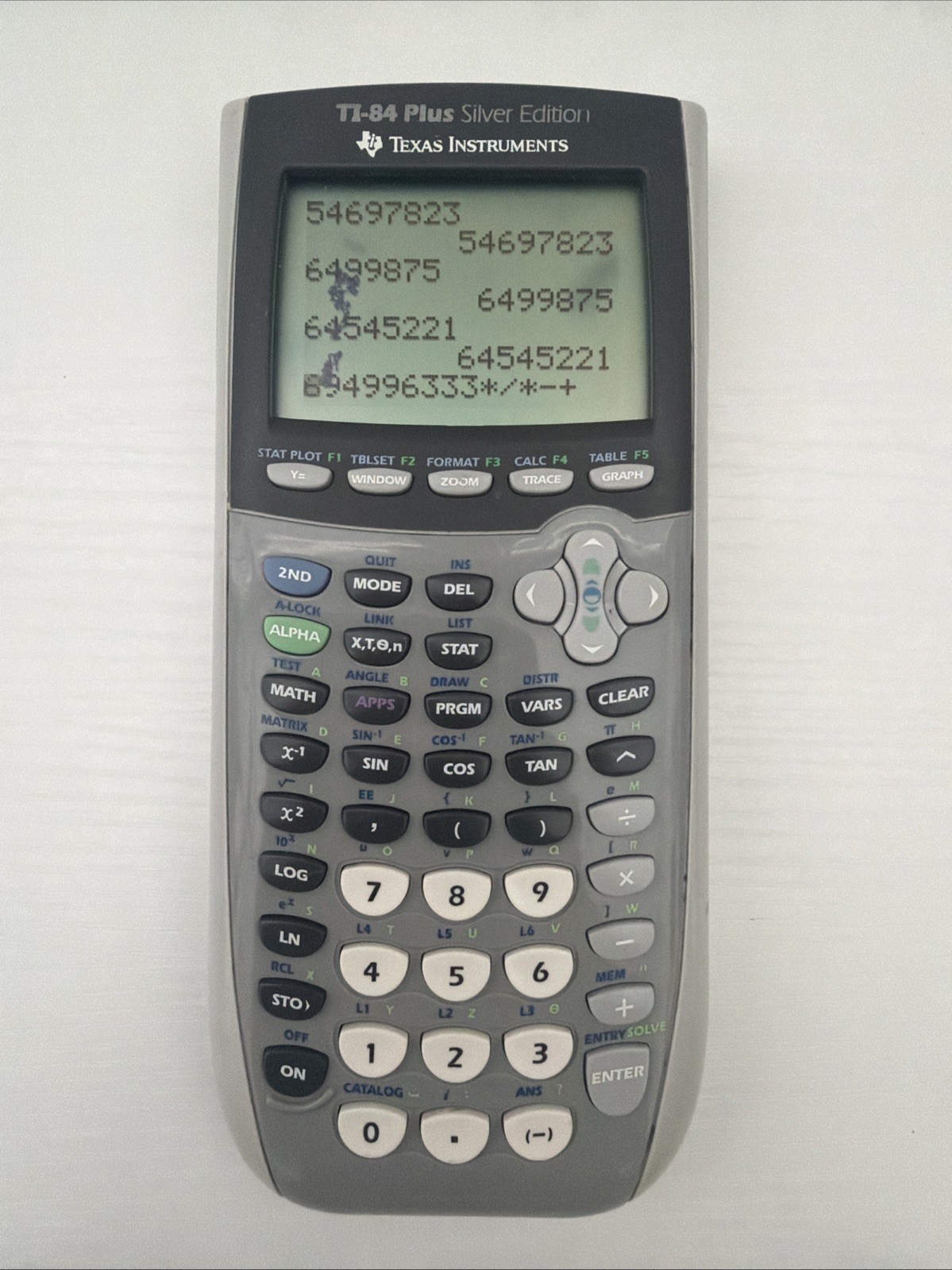 Texas Instruments TI-84 Plus Silver Edition Graphing Calculator No Cover Tested