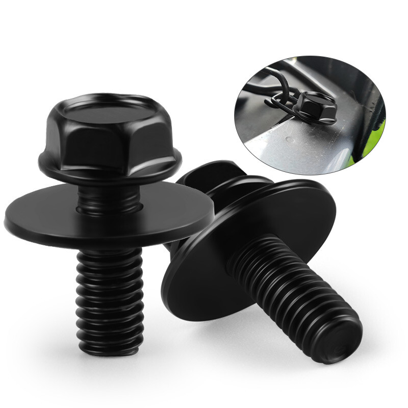 Car Auto Body Bolts Screws Fastener M6-1.0x 16mm Long- 10mm Hex- 17mm Washer USA