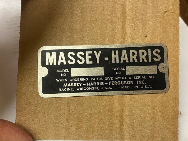 MASSEY HARRIS Serial Number Tag Fits