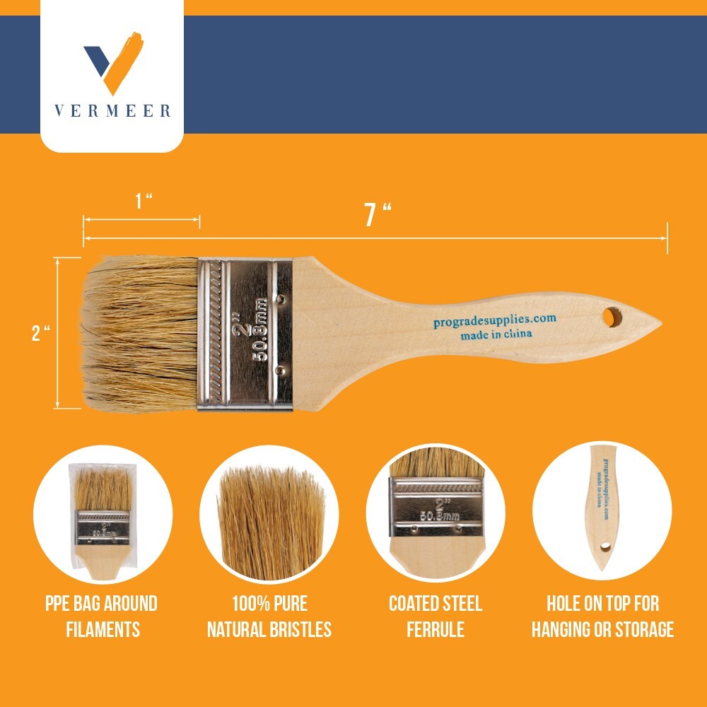 96Pk – 2″ Chip Brushes for Paints, Stains, Varnishes, Glues & Gesso