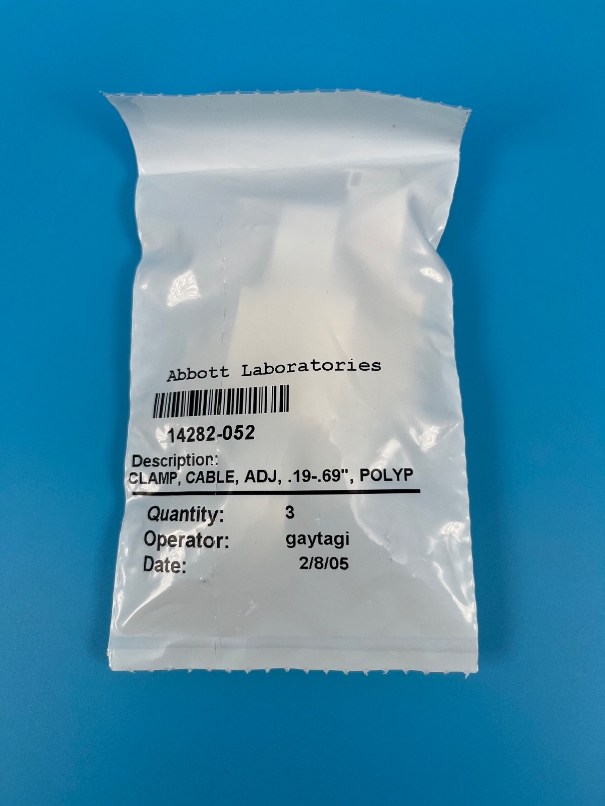 Abbott AXSYM Analyzer 14282-052 Cable Clamps, Adjust. .19-.69″ – 3/PK New Sealed
