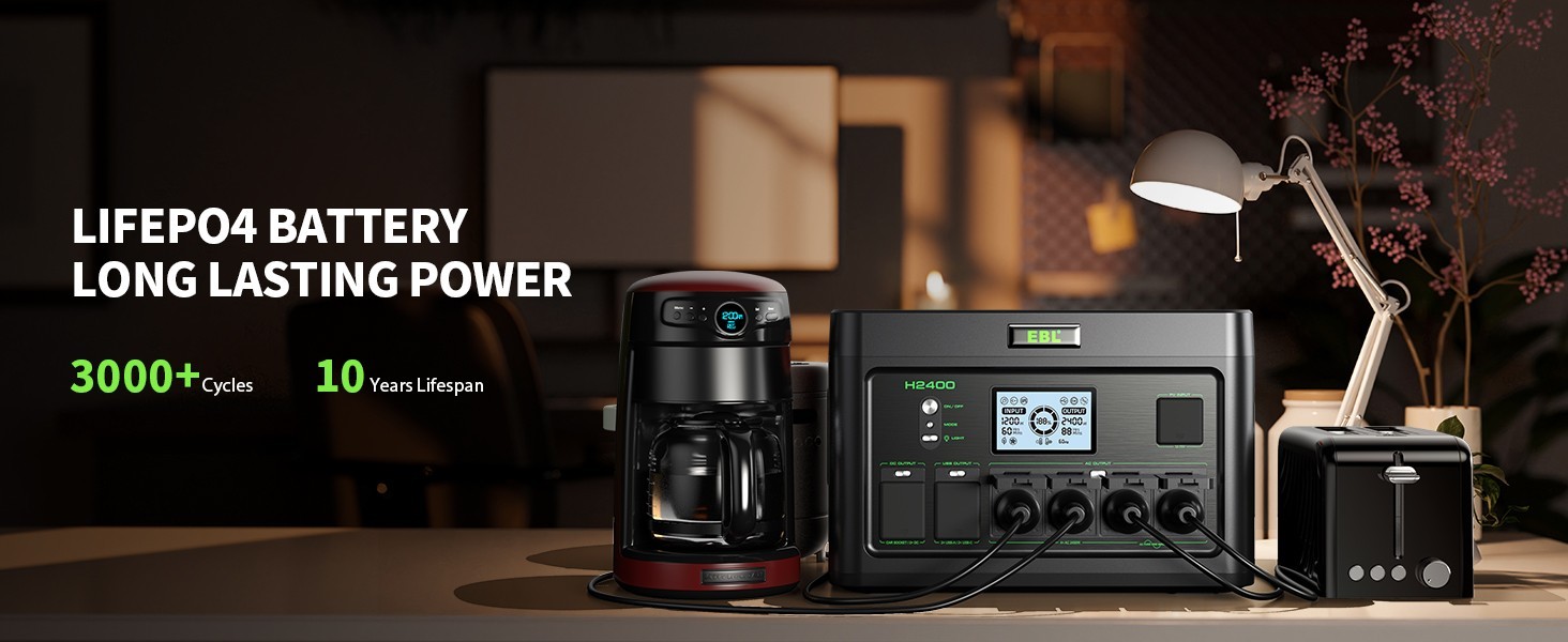 2400W 1843.2Wh Power Station Portable Solar Generator RV LiFePO4 Backup Battery