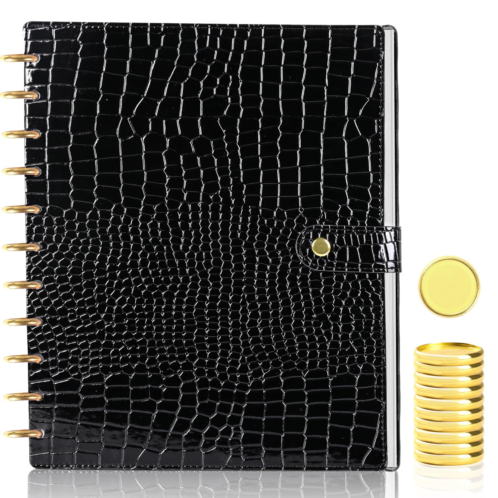 PU Leather 8.5*11in Discbound Cover And Disc Set with 11 Pcs Discbound Discs …