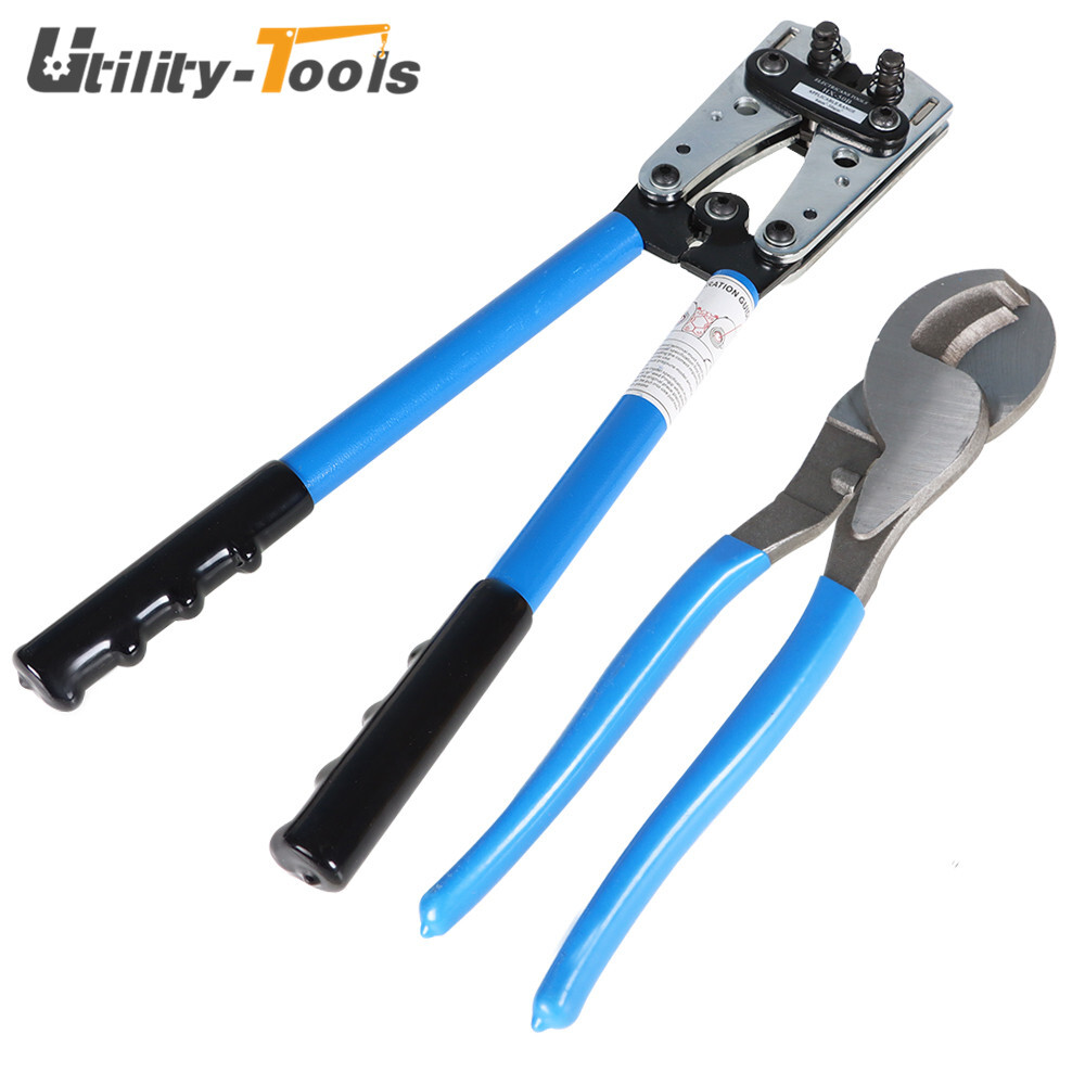 Battery Cable Lugs Crimping Tool Wire Crimper & Cable Cutter For 6-50mm²