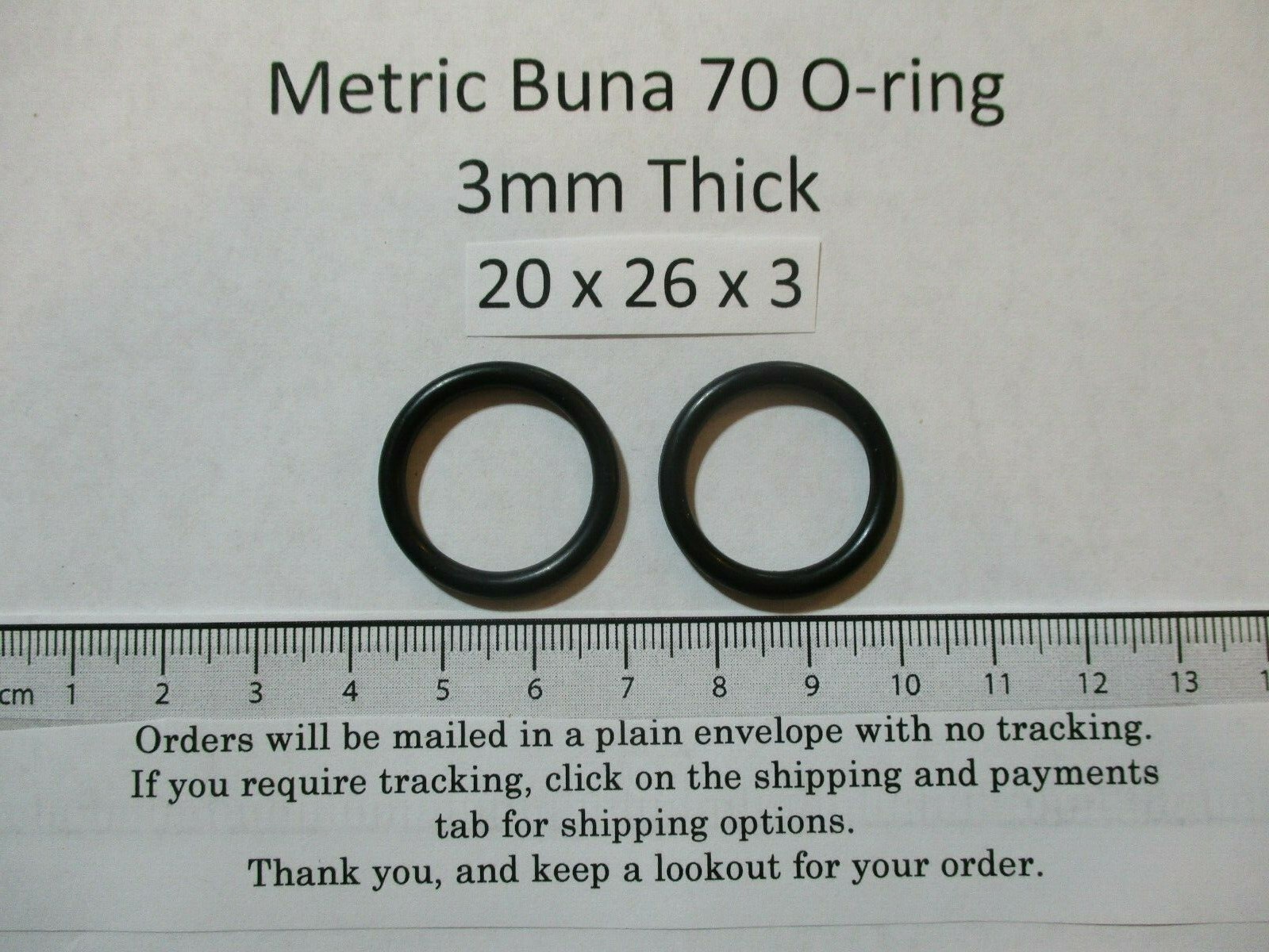 20mm ID x 26mm OD x 3mm thick O-ring. Buna-70. Quan 2.
