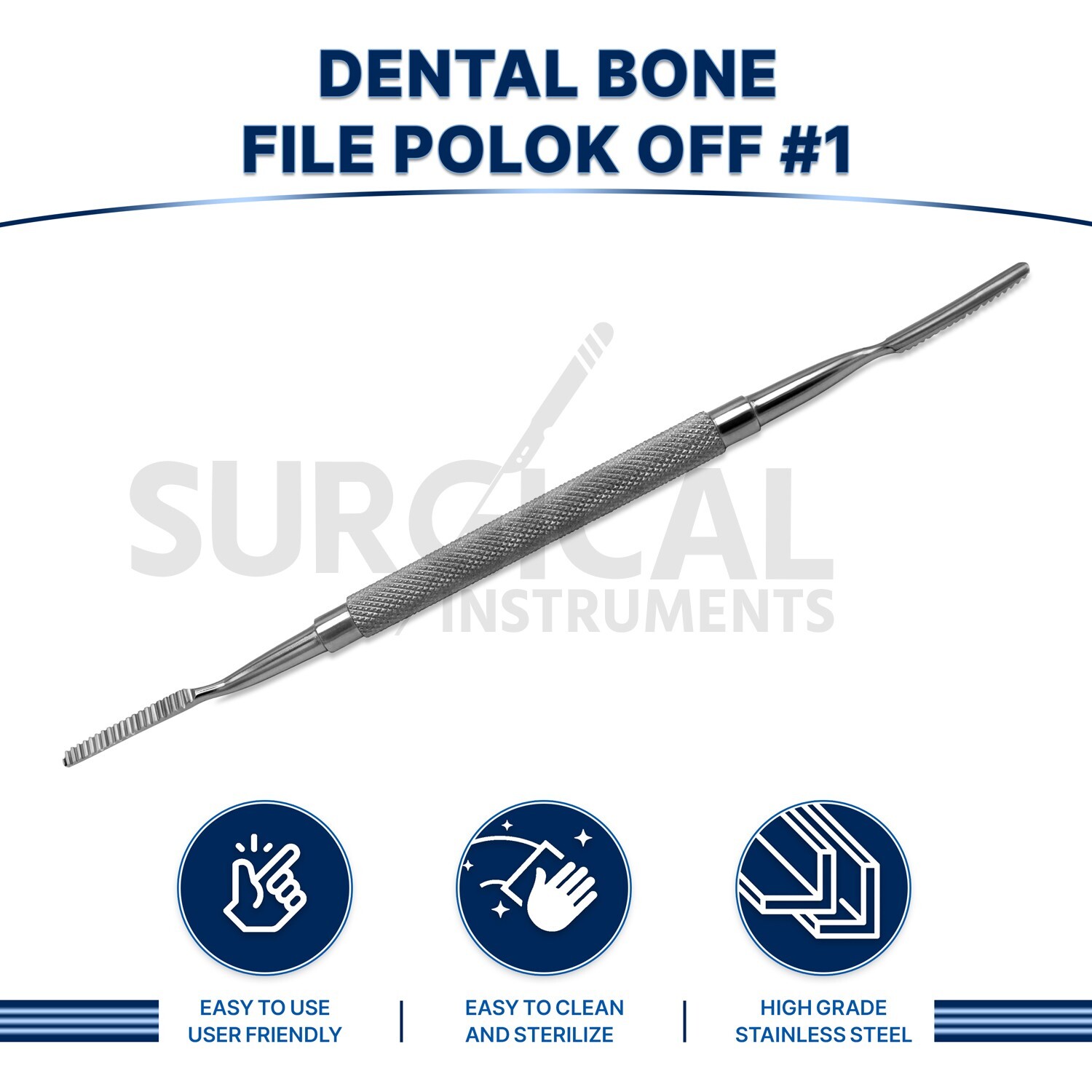 Bone File POLOKOFF #1 ENT Surgical Dental Instruments Stainless German Grade