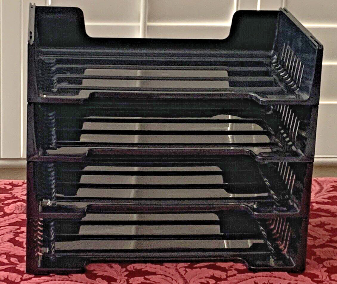 4 Stackable Letter Paper Trays, Desk File Organizer Rubbermaid – 4 trays, used