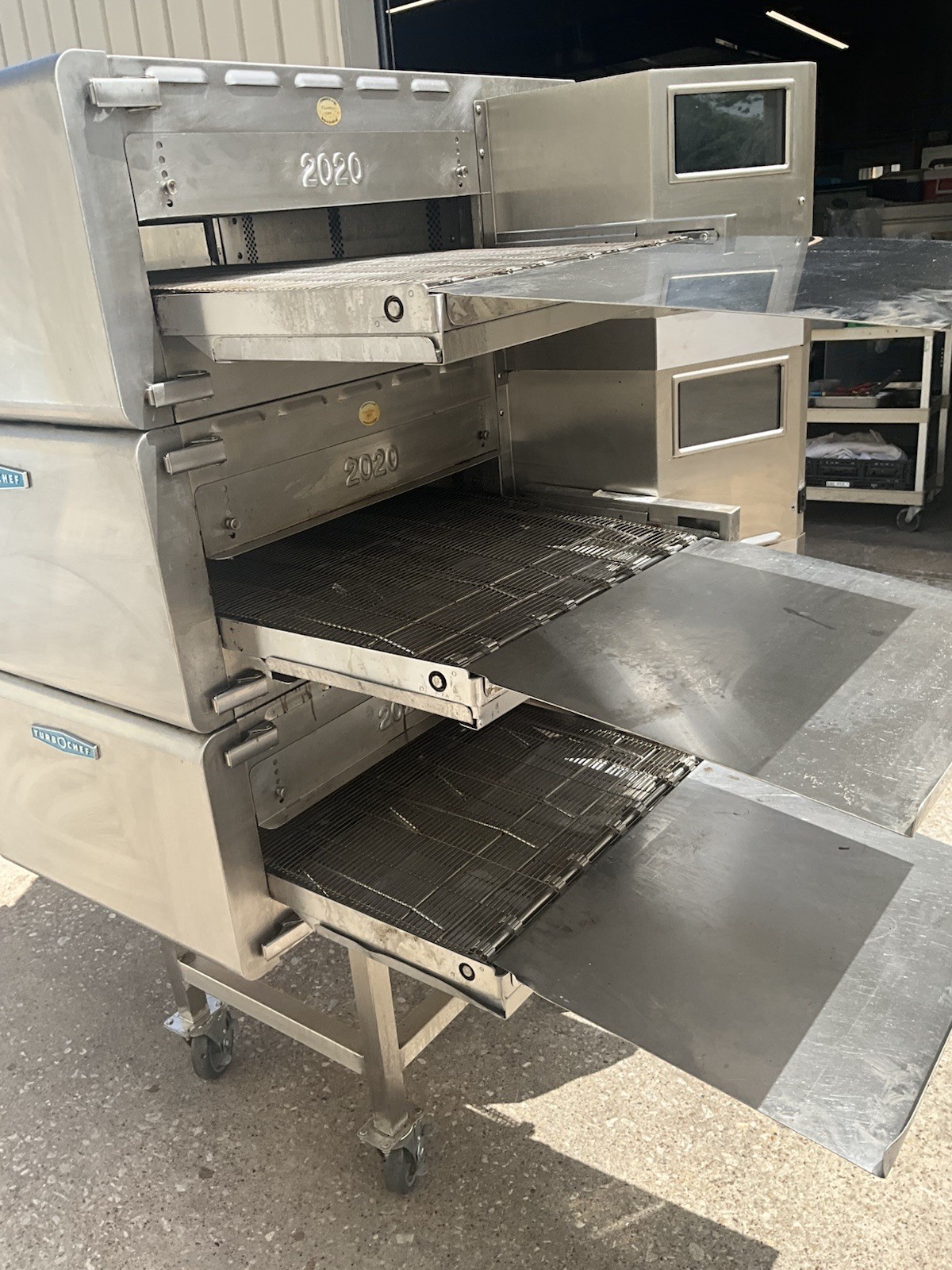 2025 TurboChef HHC2020 High Speed Conveyor Triple Stack Pizza Oven with stand B