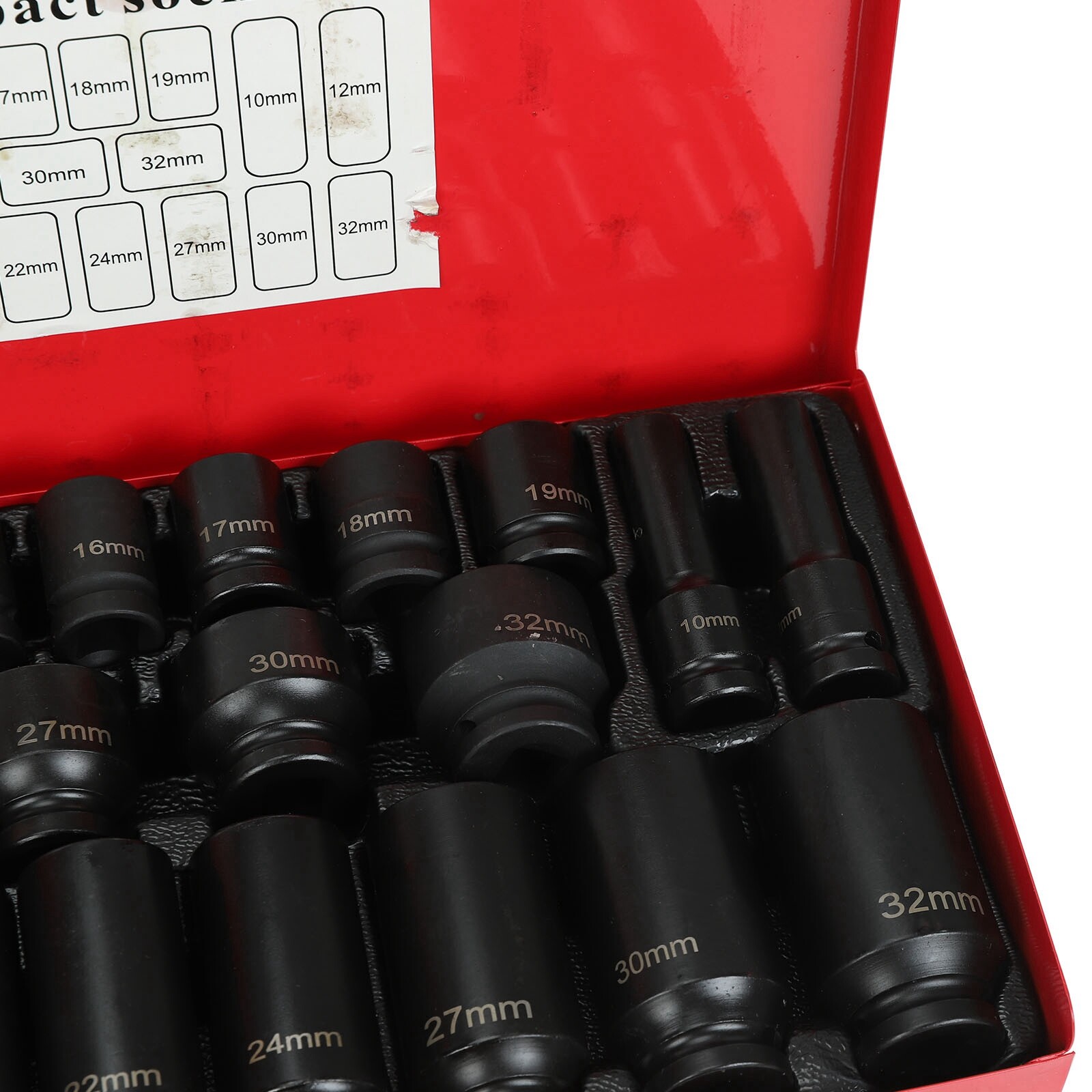 35pcs 1/2 Inch Drive Deep Impact Socket Tool Set Metric Garage Workshop Tools
