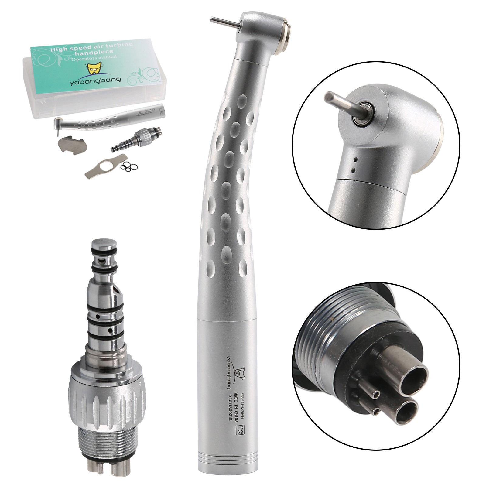 YABANGBANG Dental High Speed Handpiece with 4 Hole Quick Coupler 360 Swivel