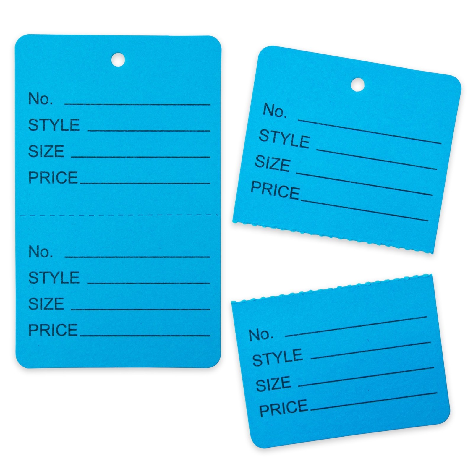 1000 Qty Unstrung Colored Large Price Tags w/Perforated Stub