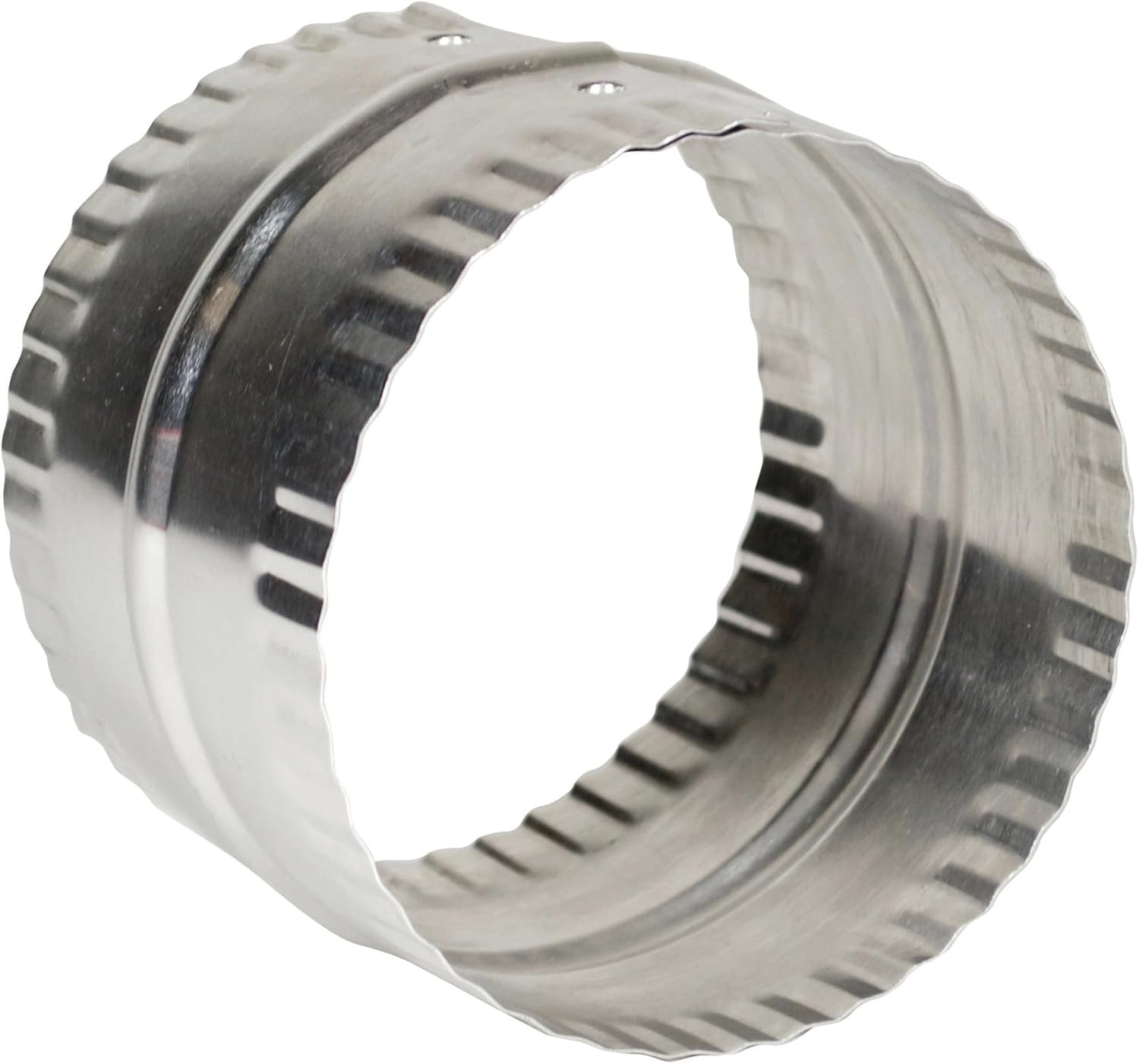 4” Duct Connector, Aluminum with Bead and Crimp, Silver, 3” Long (DAC4C)