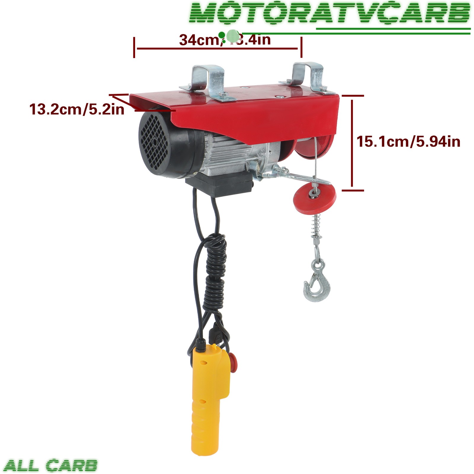 ALL-CARB 440lbs / 200kg Mini Electric Hoist 6.6 ft Wired Remote Control 110V