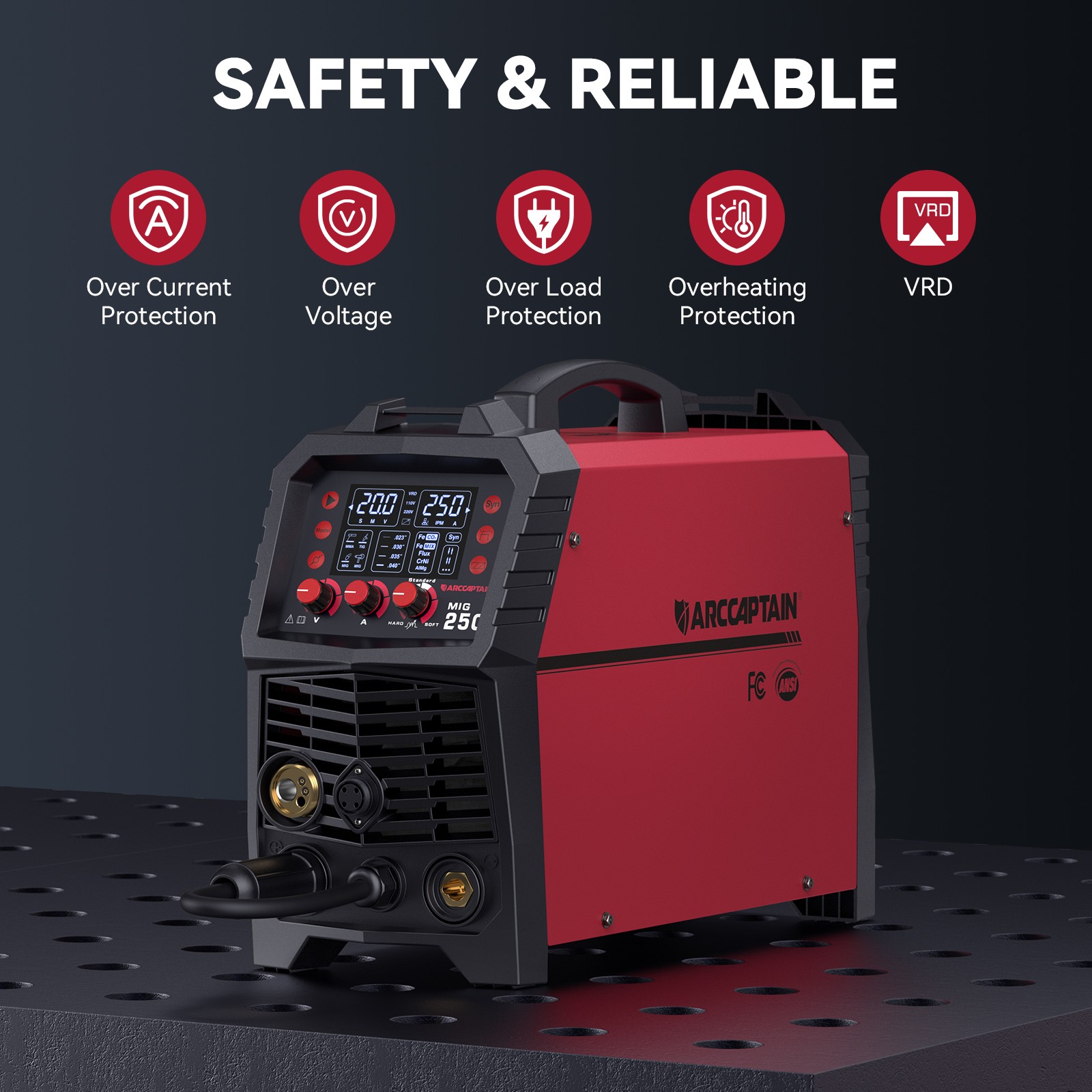 ARCCAPTAIN MIG Welder 250A 6 in 1 Aluminum MIG/Stick/Lift TIG & Welding Helmet🔥