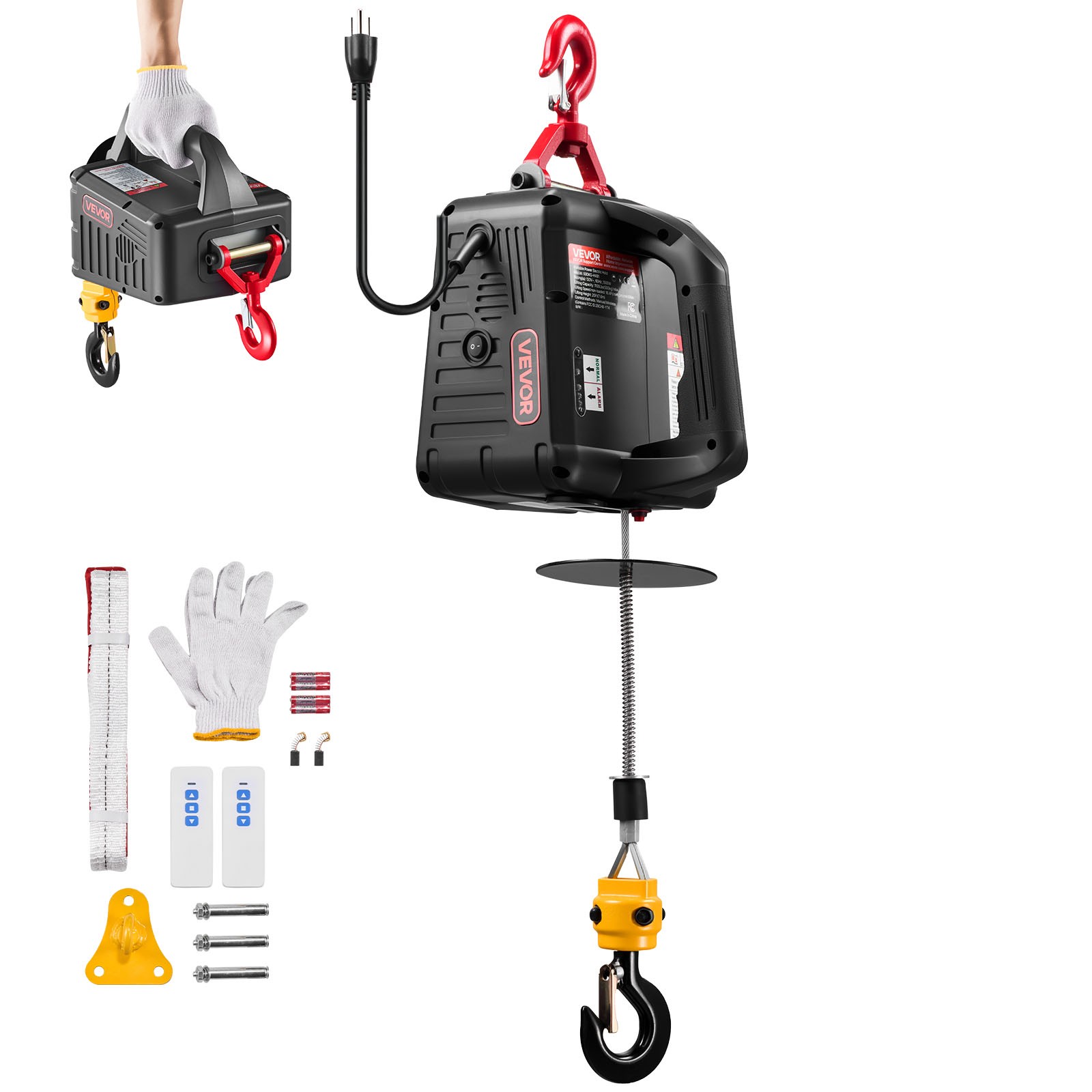 VEVOR 2-in-1 Electric Hoist Winch 1100 lbs Manual Wireless Remote Control