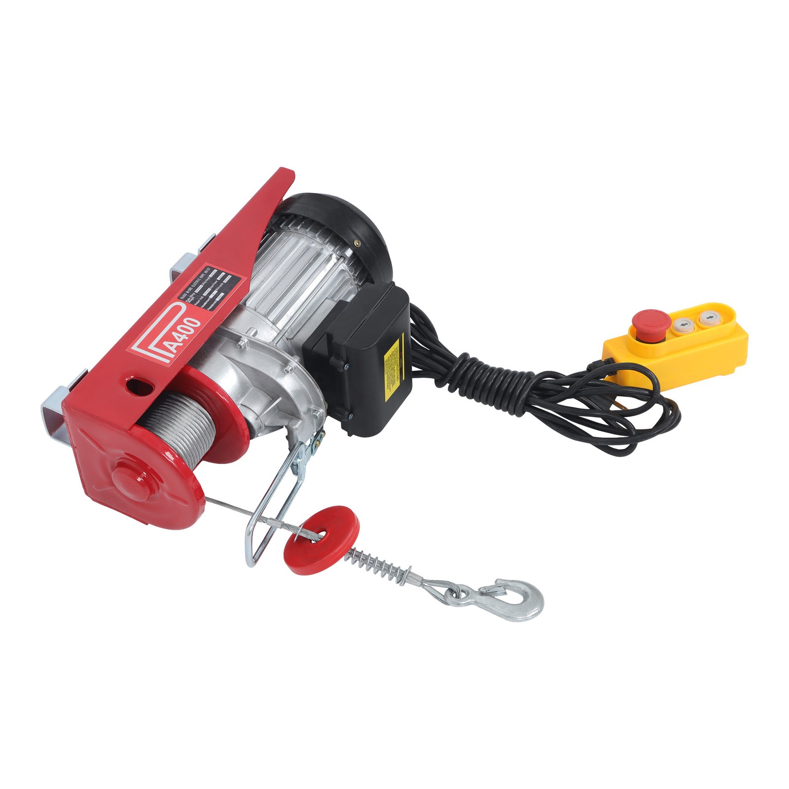 110V Electric Hoist 880lbs Crane Winch with Wired Remote Control 850W