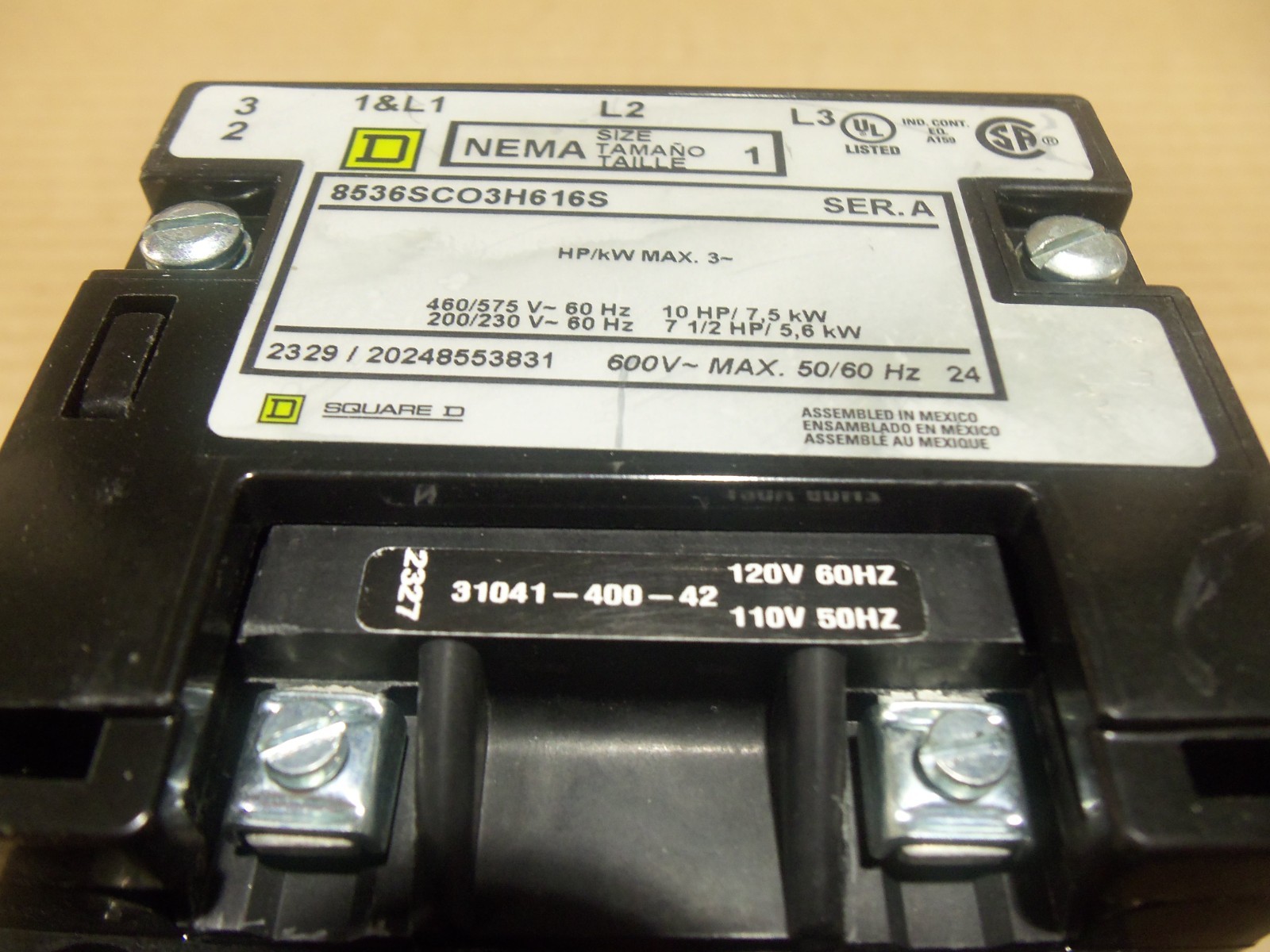 New Square D 8536SCO3H616S 200/230V Coil Nema 1 Series A