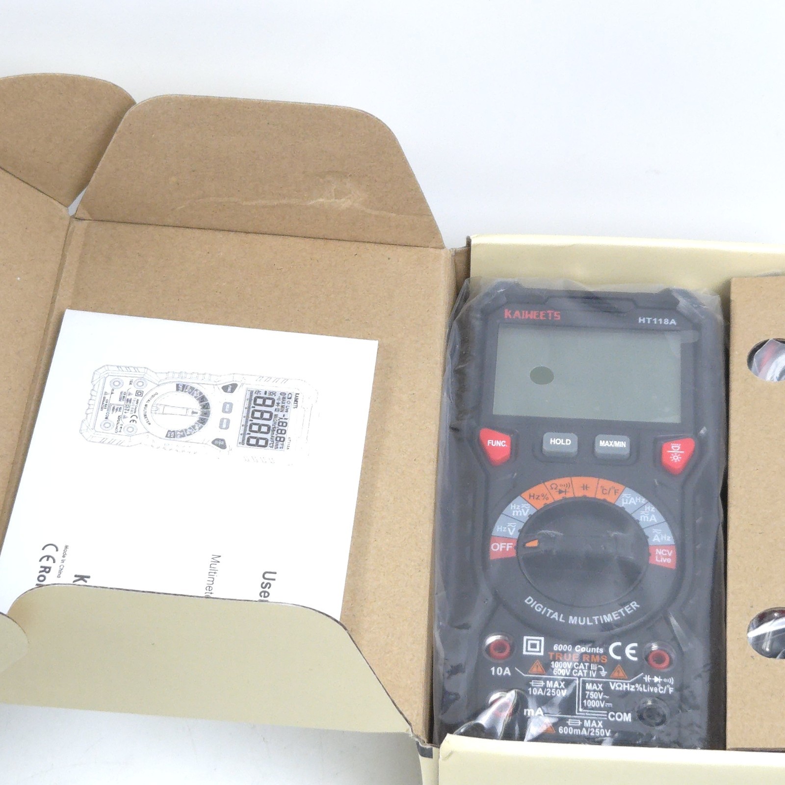 KAIWEETS Digital Multimeter TRMS Voltmeter,Auto-Ranging,6000 Counts,Accurately